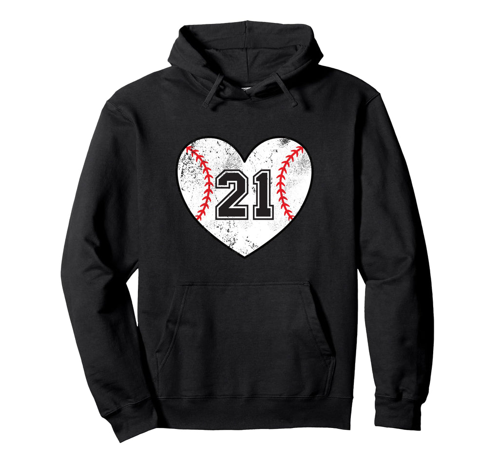 Baseball Heart Player 21 Baseball Mom Dad Hoodie - Trendy Graphic Unisex - T-Shirt, Sweatshirt, Hoodie