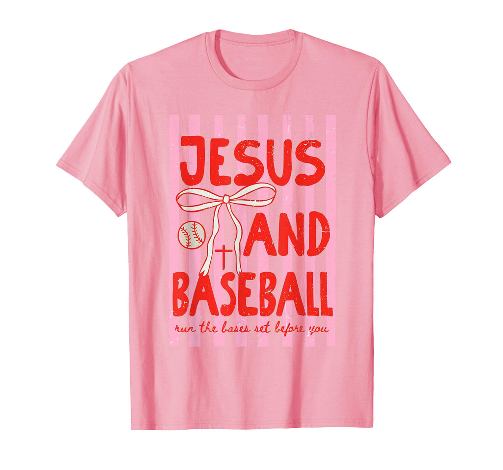 Jesus And Baseball Coquette Game Day T-Shirt - Minimalist Print Unisex - T-Shirt, Sweatshirt, Hoodie