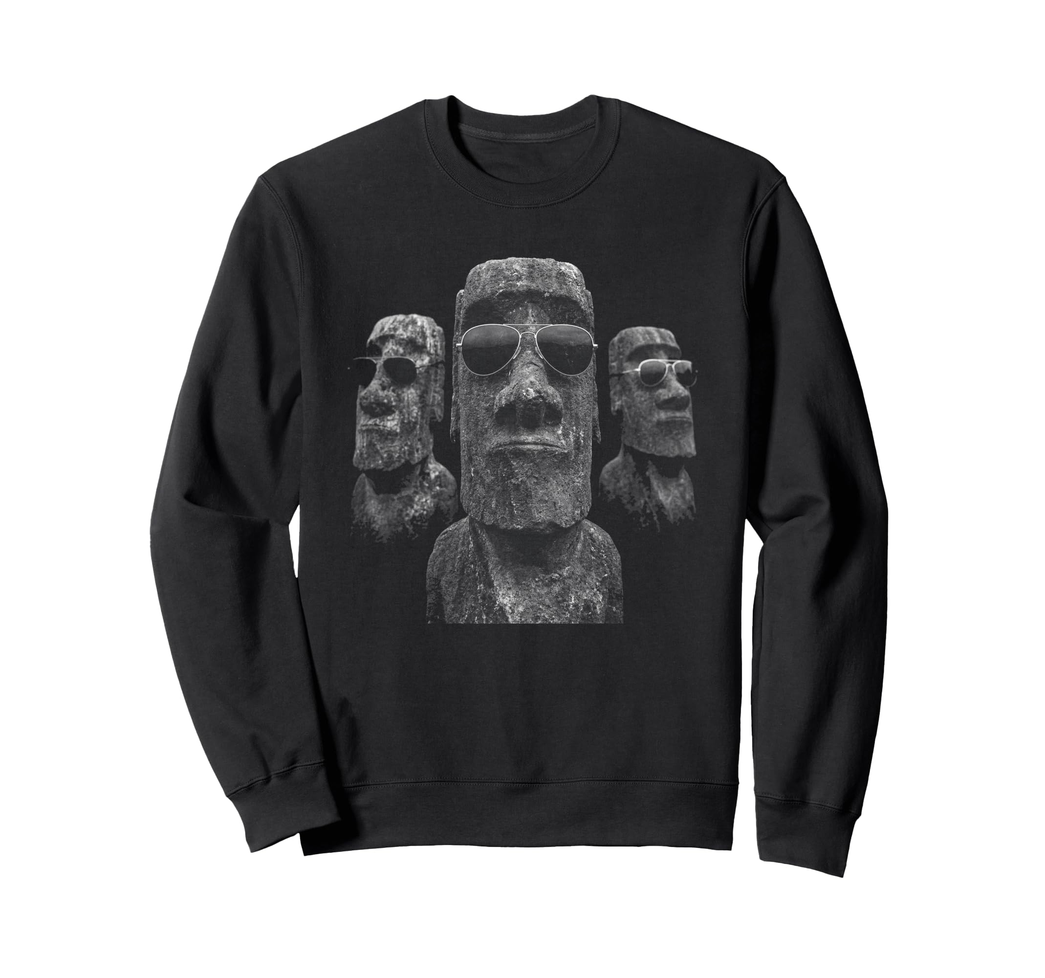 Y2K Easter Island Heads Wearing Sweatshirt - Unique Graphic Men Women - T-Shirt, Sweatshirt, Hoodie