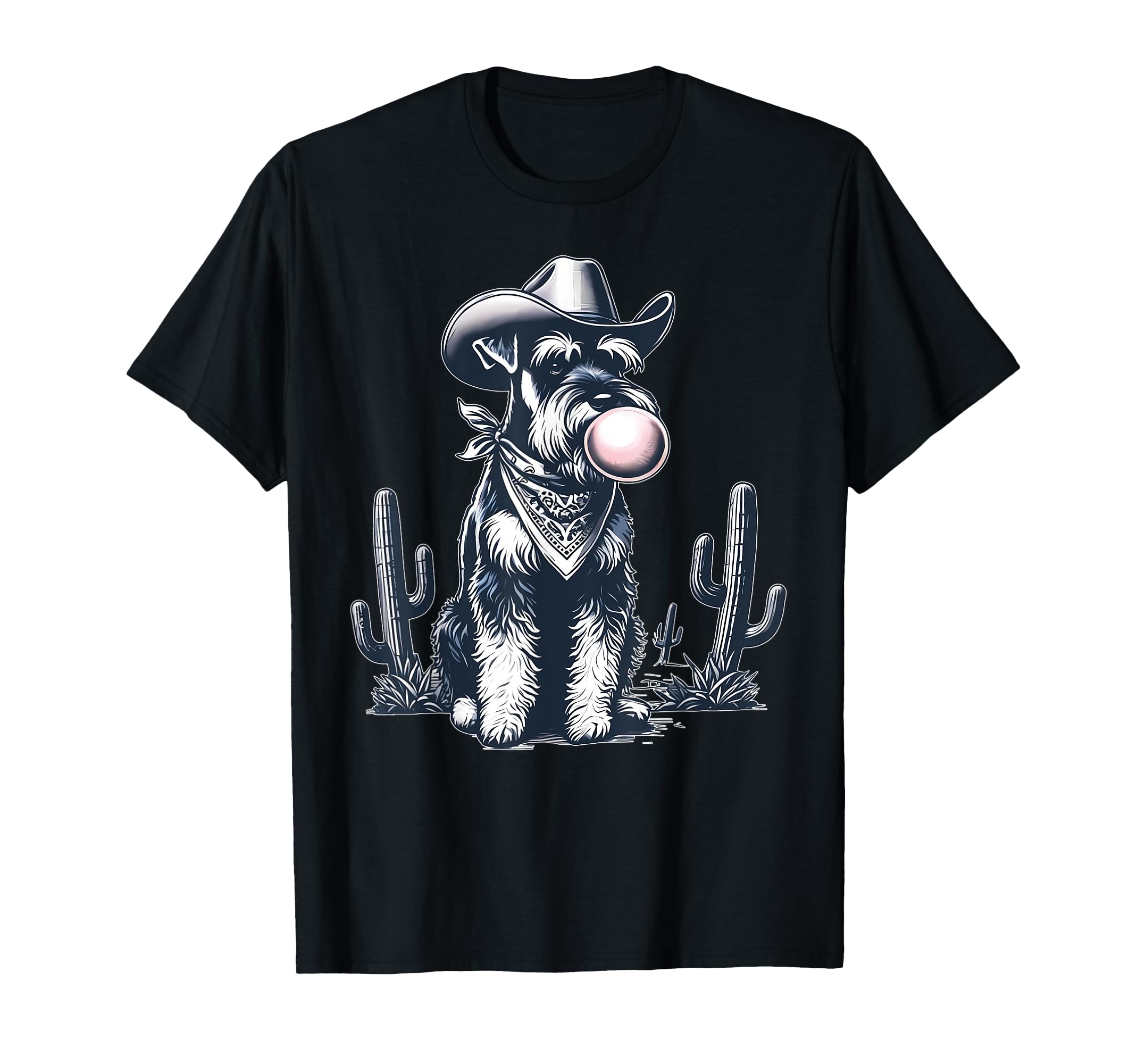 Schnauzer Blowing Bubble Cowboy Ufo T-Shirt - Casual Everyday Wear Unisex - T-Shirt, Sweatshirt, Hoodie