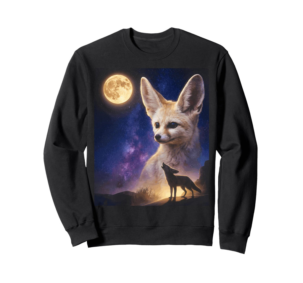 90S Fennec Fox Howling Moon Y2K Sweatshirt - Trendy Graphic Men Women - T-Shirt, Sweatshirt, Hoodie