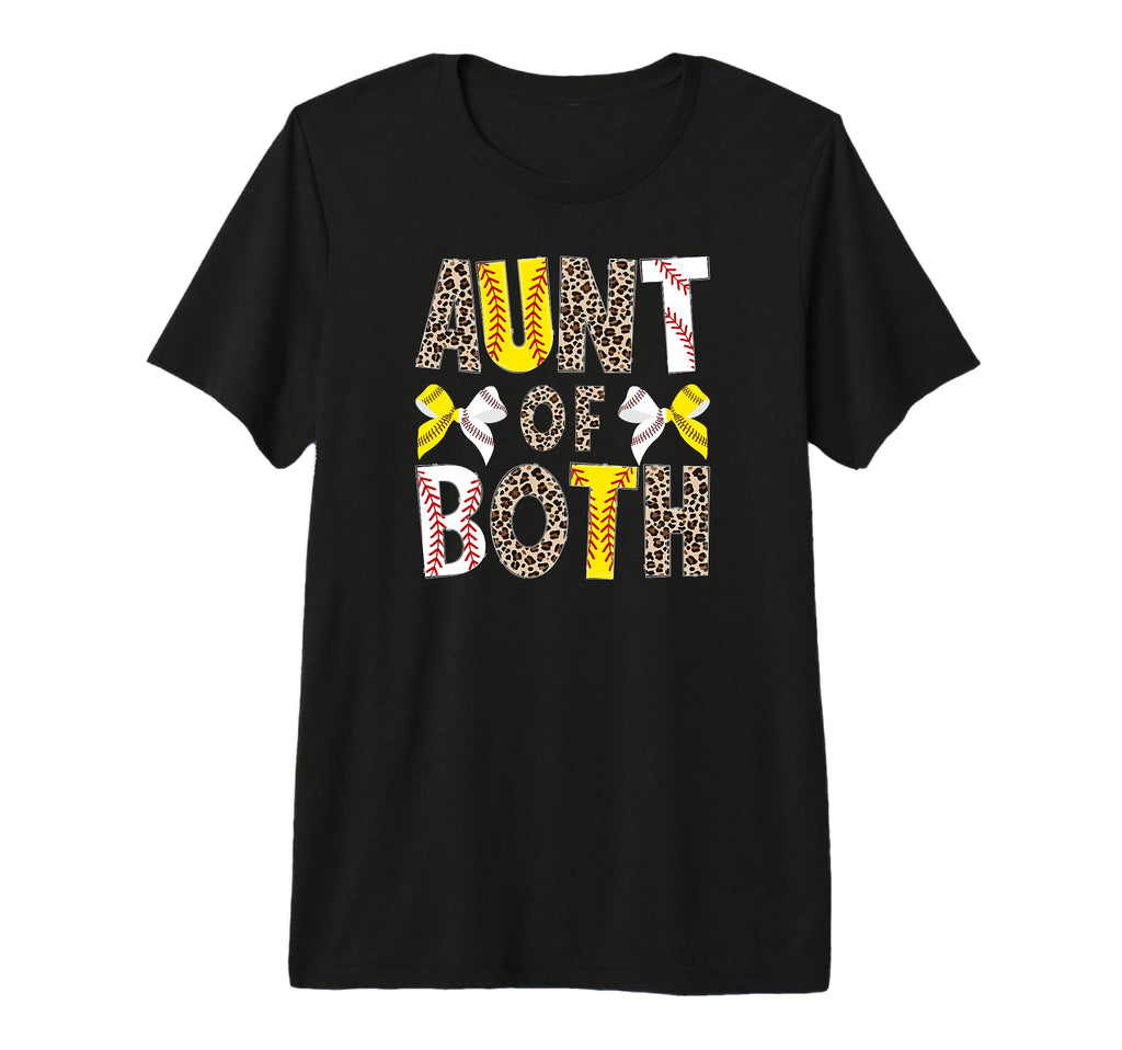 Aunt Both Leopard Softball Baseball Aunt T-Shirt - Minimalist Print Unisex - T-Shirt, Sweatshirt, Hoodie