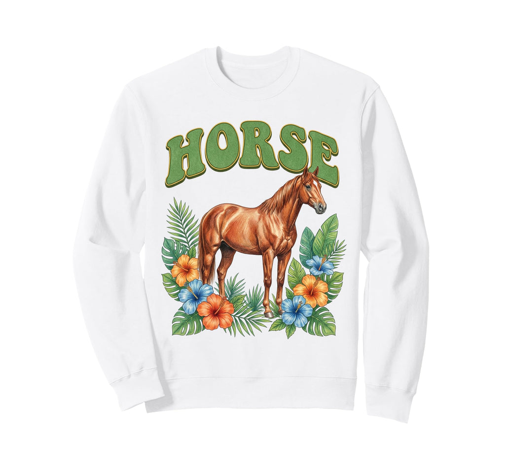 Horse Groovy Floral Horse Watercolor Sweatshirt - Streetwear Style Unisex - T-Shirt, Sweatshirt, Hoodie