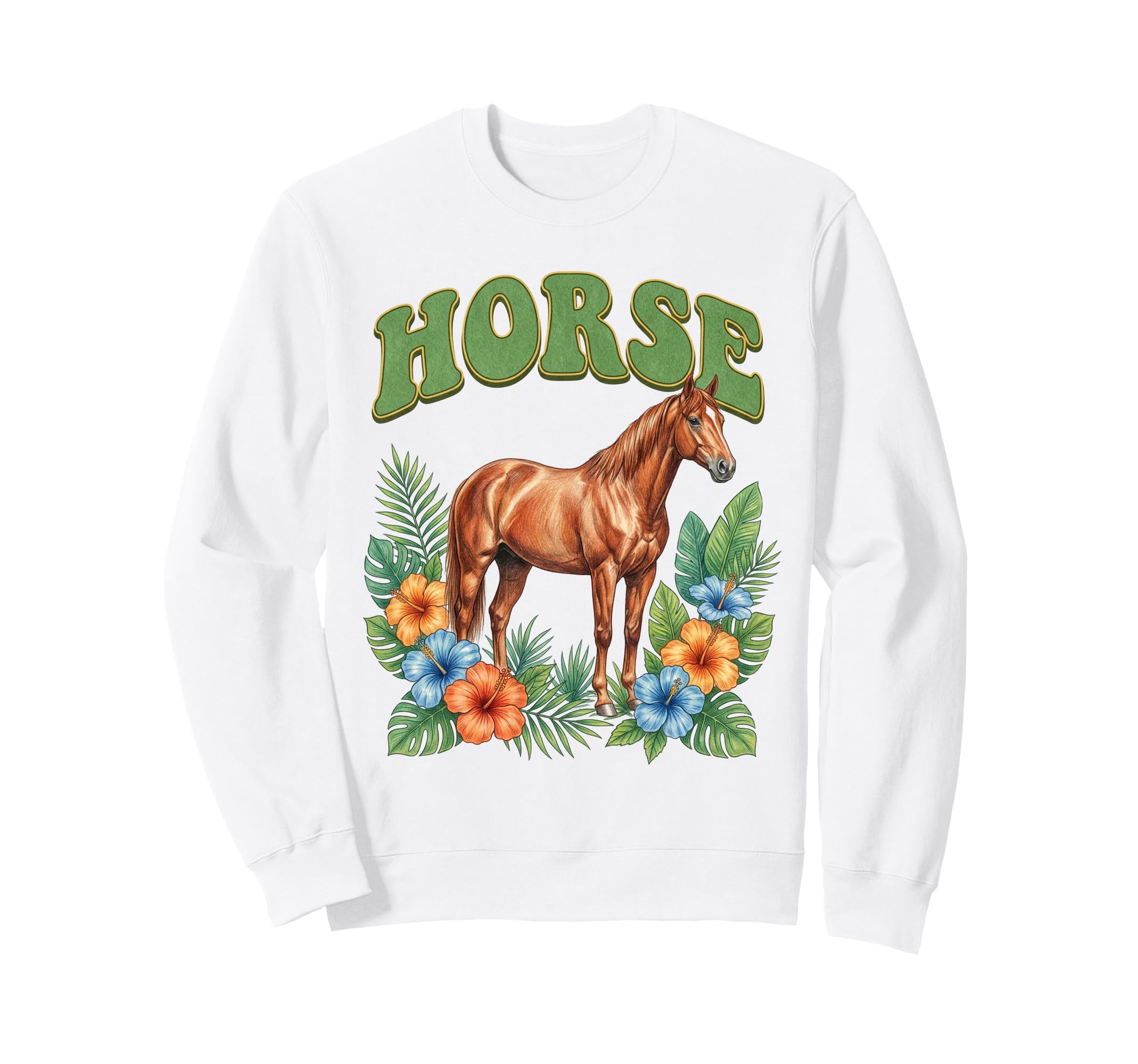 Horse Groovy Floral Horse Watercolor Sweatshirt - Streetwear Style Unisex - T-Shirt, Sweatshirt, Hoodie