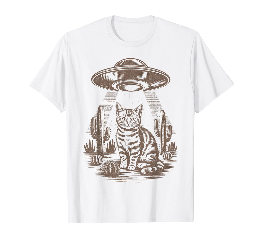 Funny Cat Western Ufo Cowboy Cat T-Shirt - Trendy Graphic for Adults - T-Shirt, Sweatshirt, Hoodie