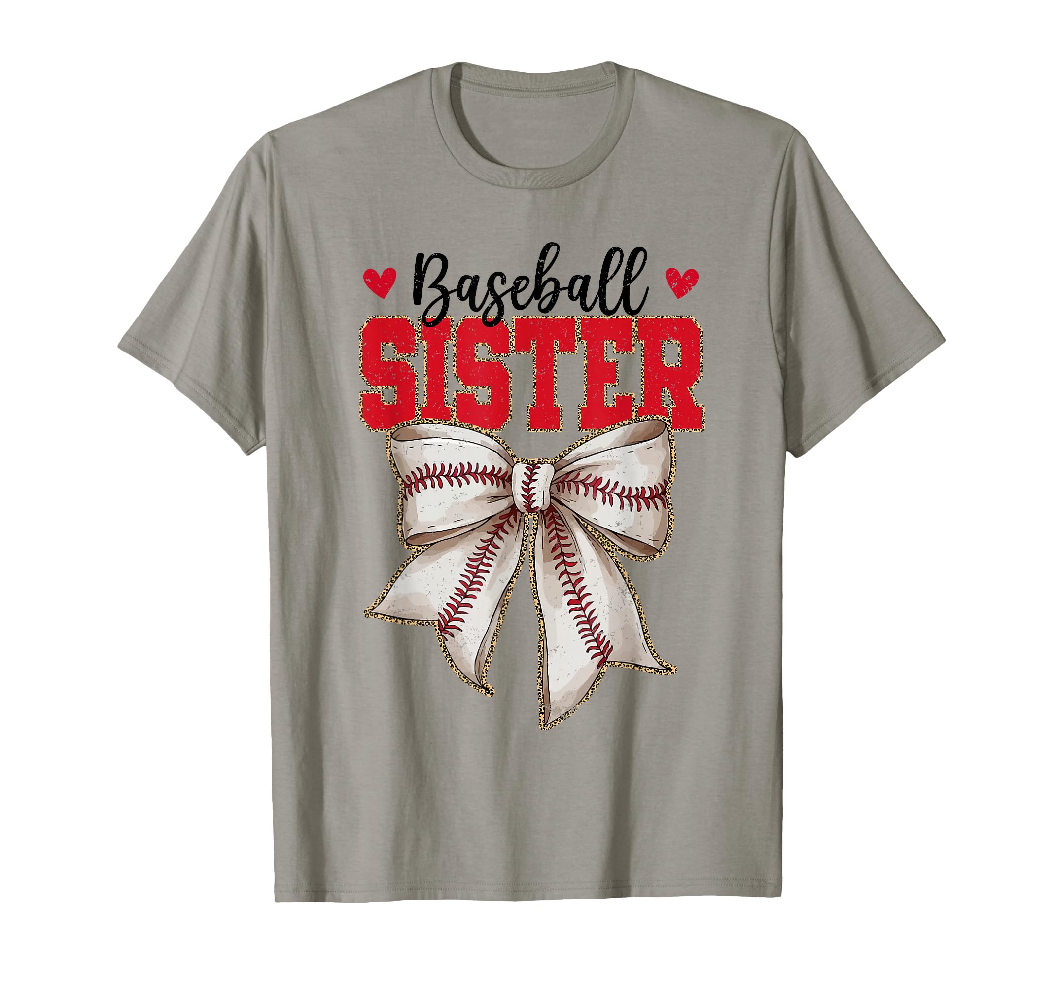 Baseball Sister Bow Leopard Baseball T-Shirt - Custom Art Print for Adults - T-Shirt, Sweatshirt, Hoodie