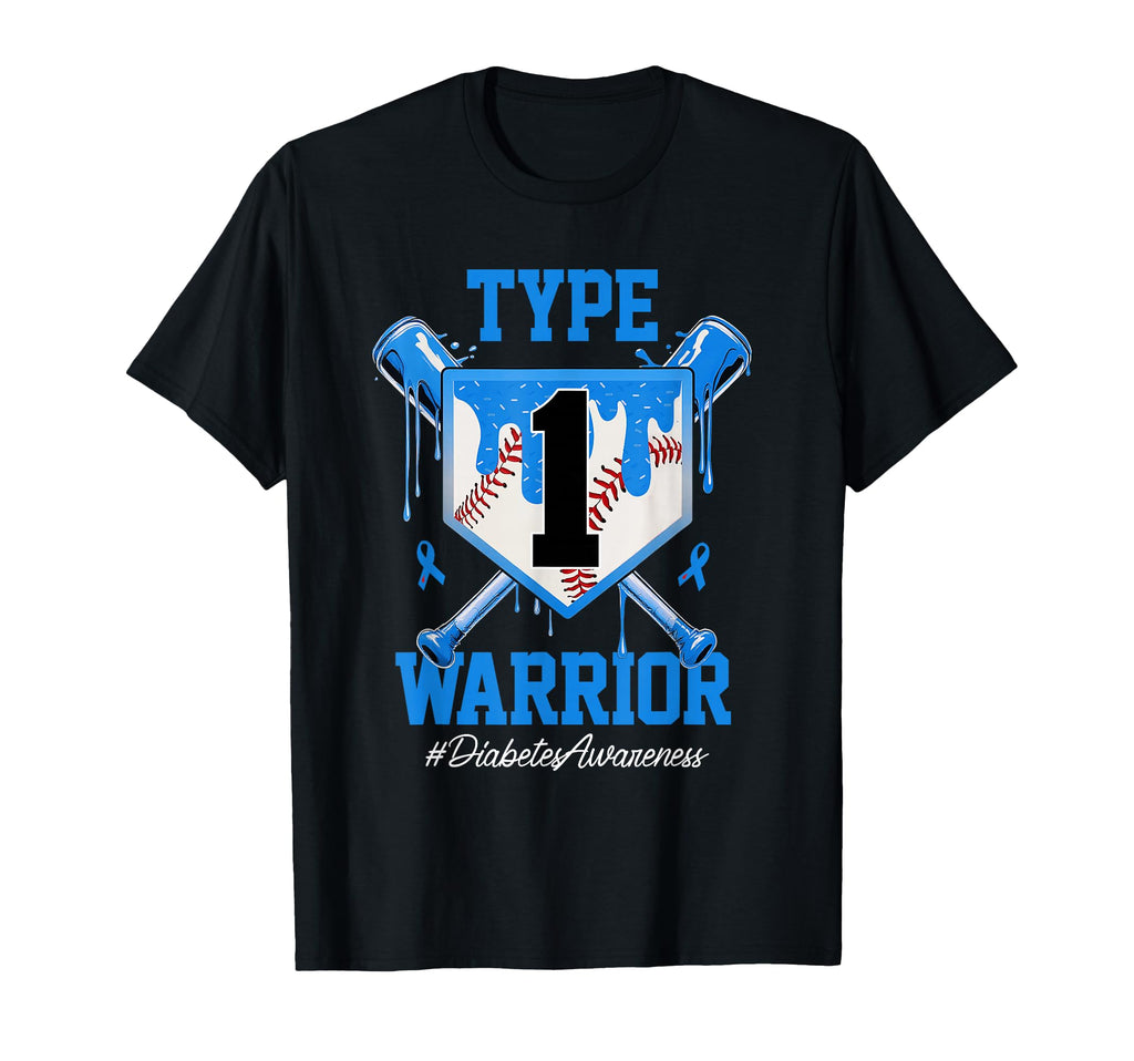 T1D Warrior Baseball Drip Diabetes T-Shirt - Streetwear Style for Adults - T-Shirt, Sweatshirt, Hoodie