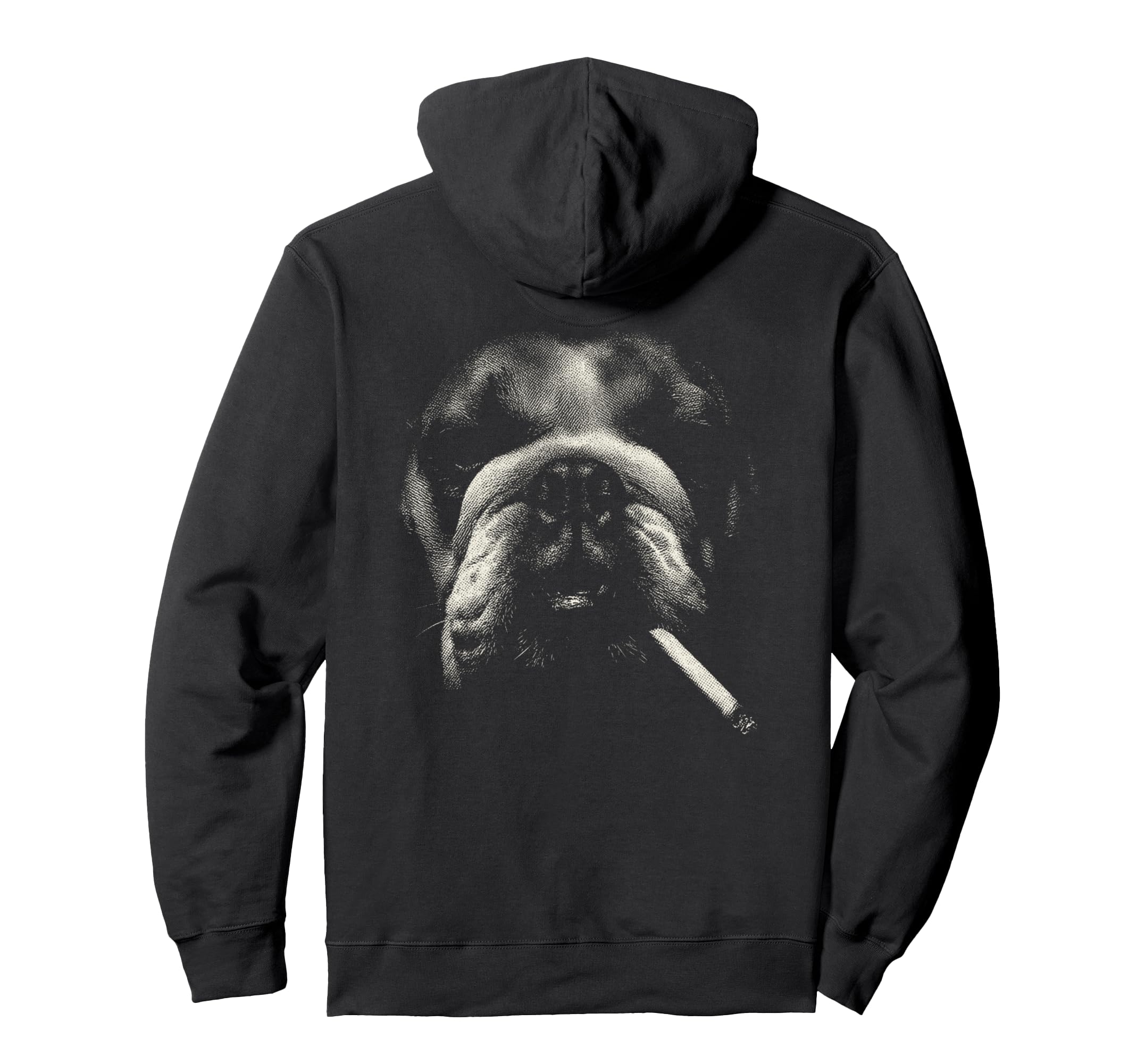 English Bulldog Smoking Cigarette Grunge Hoodie - Graphic Print Men Women - T-Shirt, Sweatshirt, Hoodie