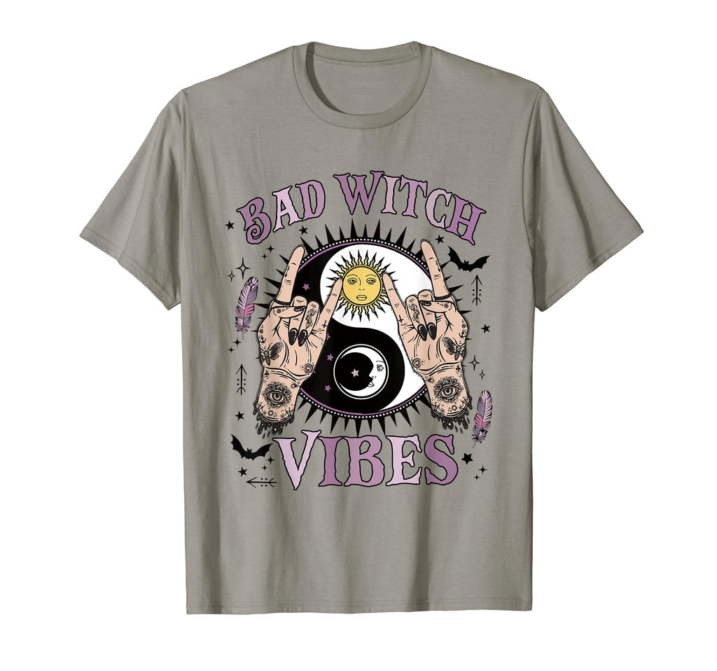 Bad Witch Vibes Skeleton Rocker Witch T-Shirt - Graphic Print Men Women - T-Shirt, Sweatshirt, Hoodie