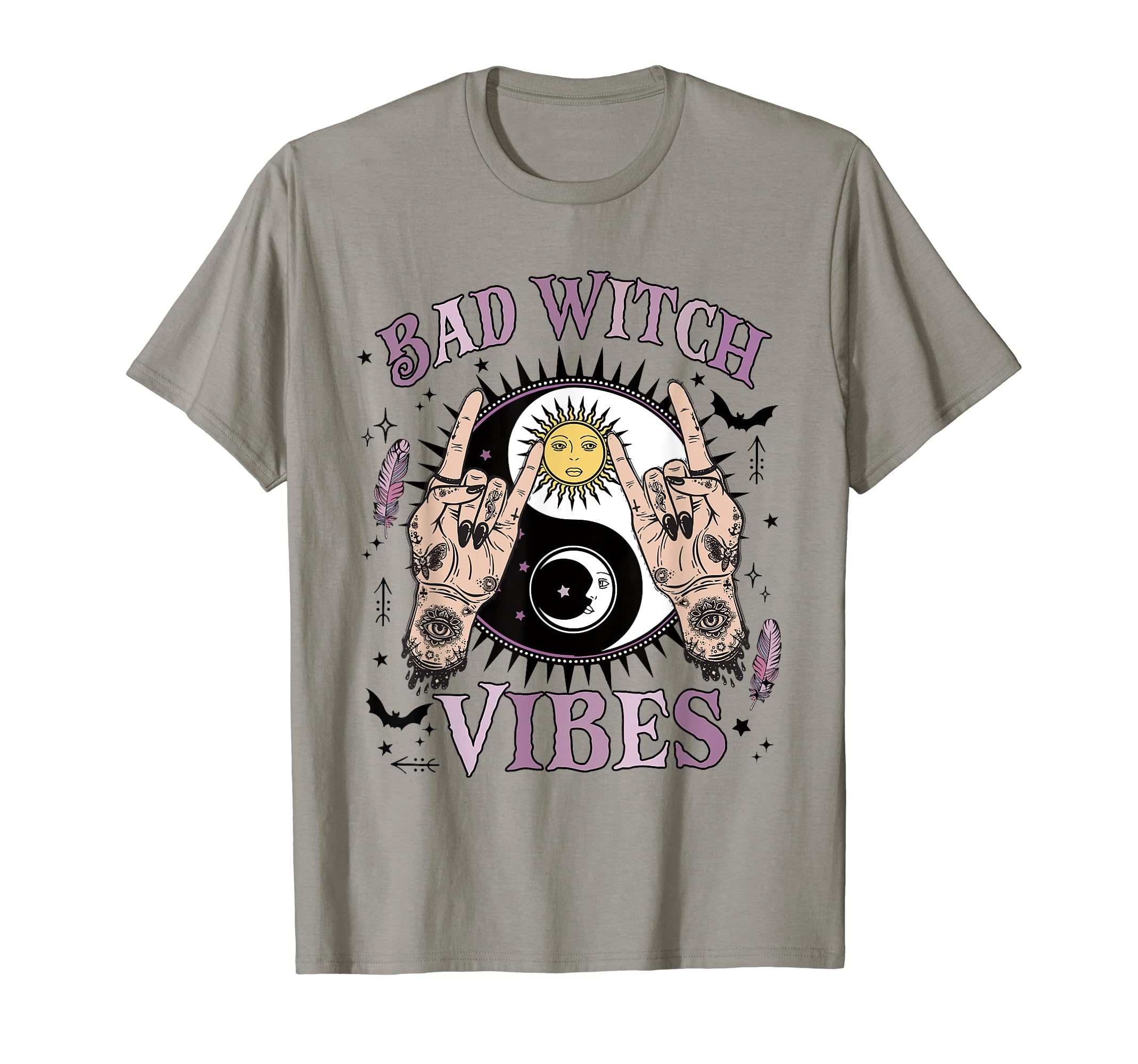 Bad Witch Vibes Skeleton Rocker Witch T-Shirt - Graphic Print Men Women - T-Shirt, Sweatshirt, Hoodie
