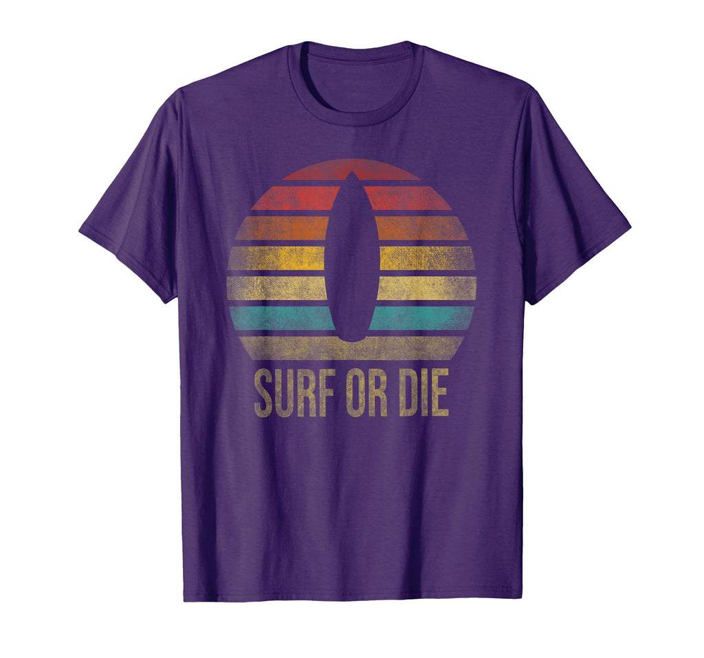 Surf Or Die Surfboard Summer Sunset T-Shirt - Custom Art Print Men Women - T-Shirt, Sweatshirt, Hoodie
