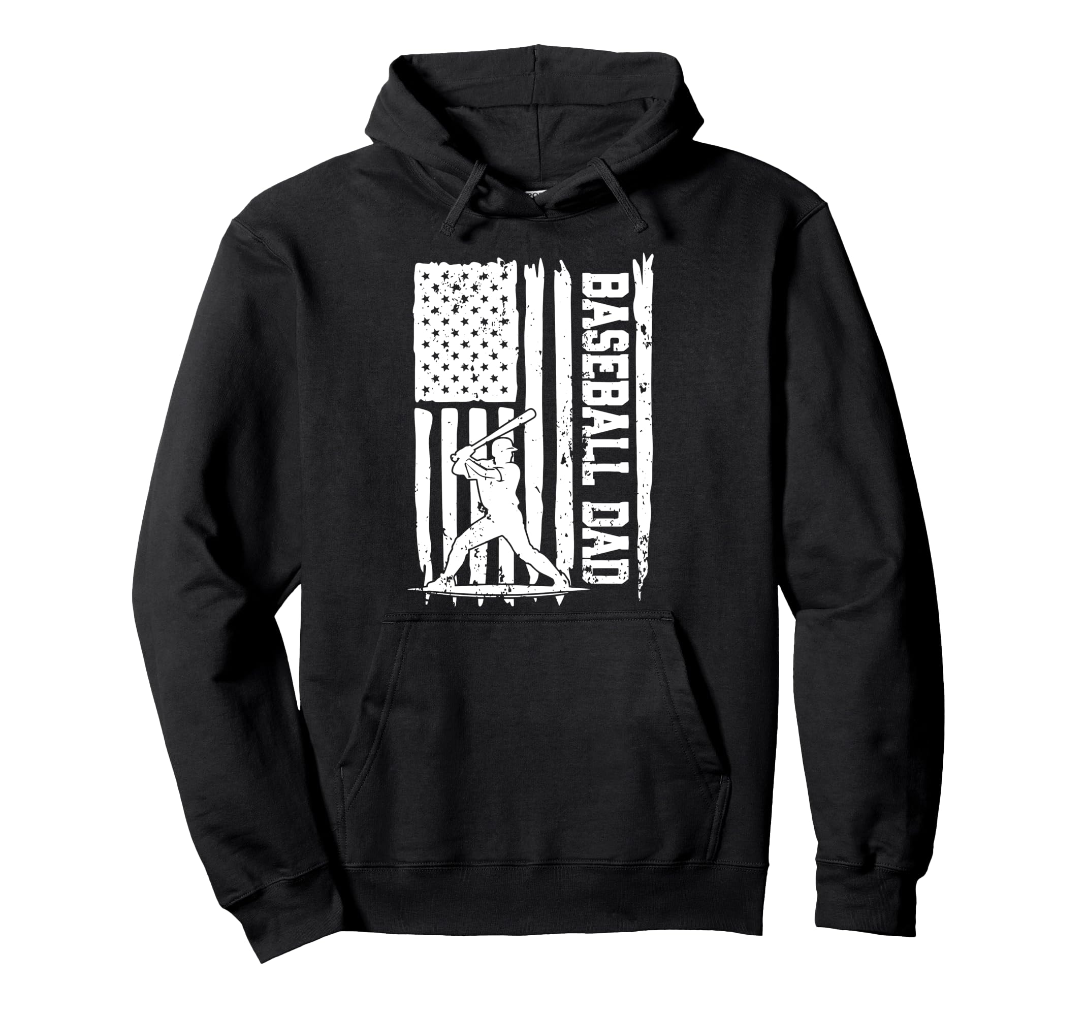 Baseball Dad Us America Flag Fathers Day Hoodie - Unique Graphic Unisex - T-Shirt, Sweatshirt, Hoodie
