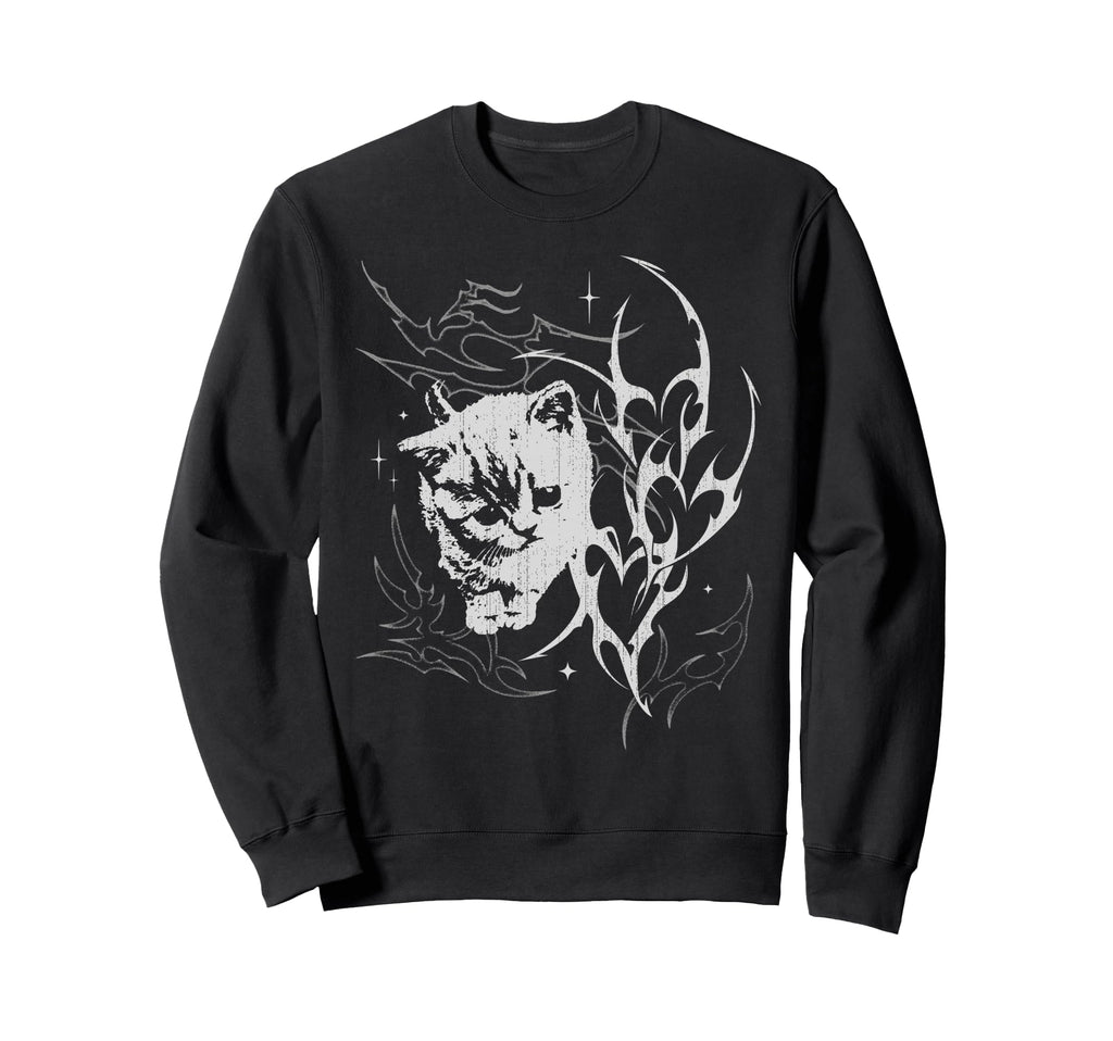 Y2K Cat Emo Goth 90S 2000S Sweatshirt - Fun Novelty Design for Adults - T-Shirt, Sweatshirt, Hoodie