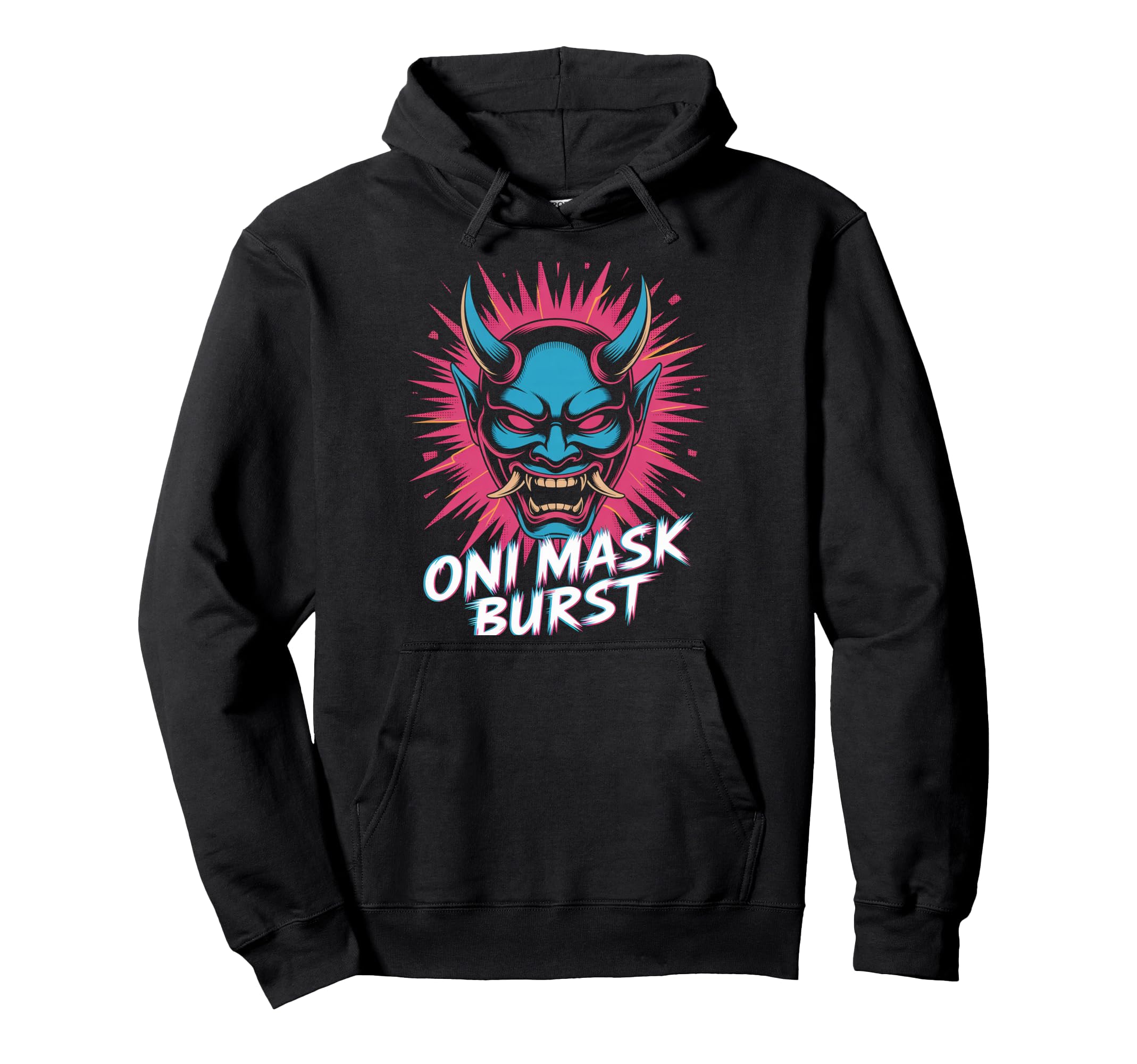 Oni Mask Burst Pop Culture Japanese Hoodie - Aesthetic Graphic Unisex - T-Shirt, Sweatshirt, Hoodie