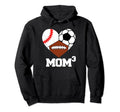 Mom Cubed Mom3 Mom Three Baseball Soccer Hoodie - Unique Graphic Men Women - T-Shirt, Sweatshirt, Hoodie