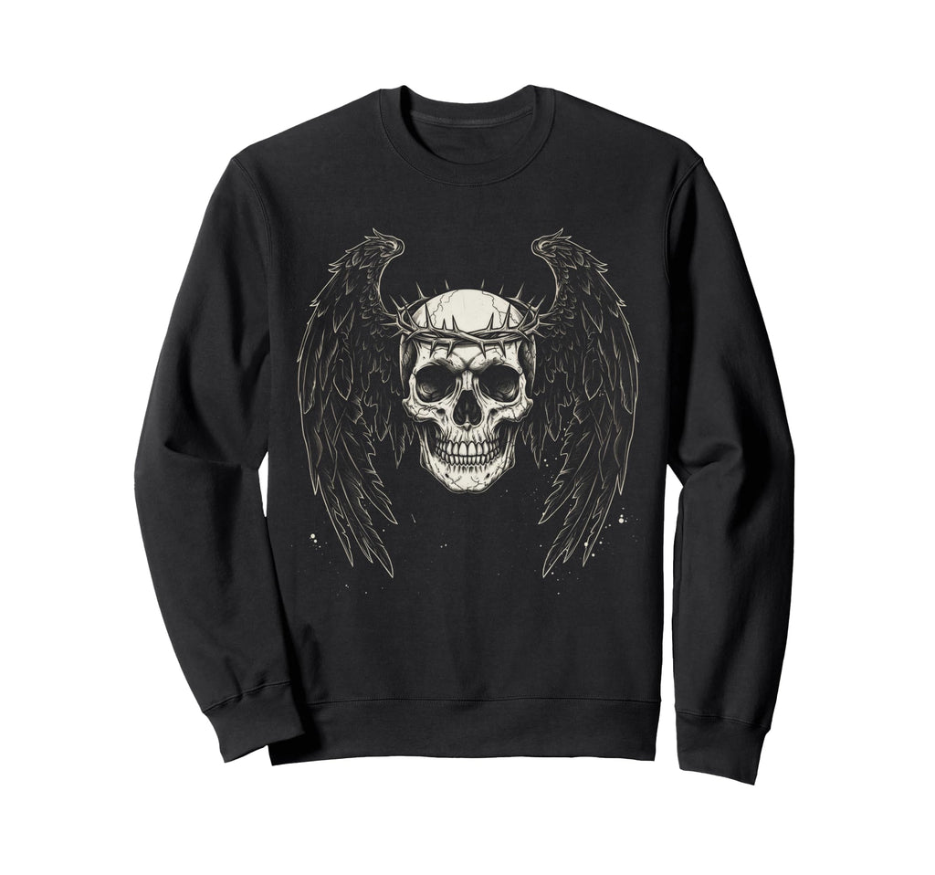 Y2K Grunge Gothic Emo Skull Wings Sweatshirt - Minimalist Print Unisex - T-Shirt, Sweatshirt, Hoodie