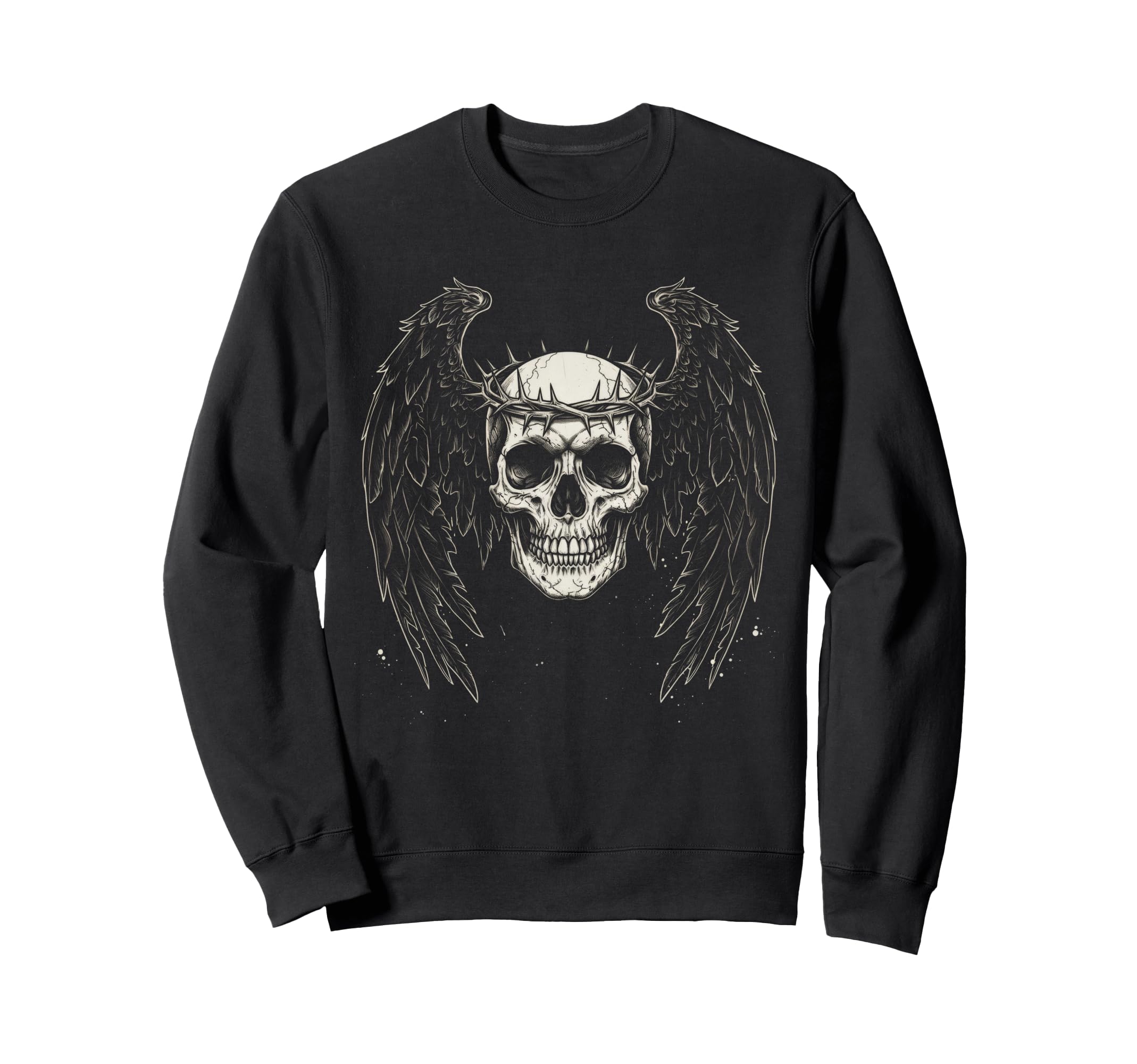 Y2K Grunge Gothic Emo Skull Wings Sweatshirt - Minimalist Print Unisex - T-Shirt, Sweatshirt, Hoodie