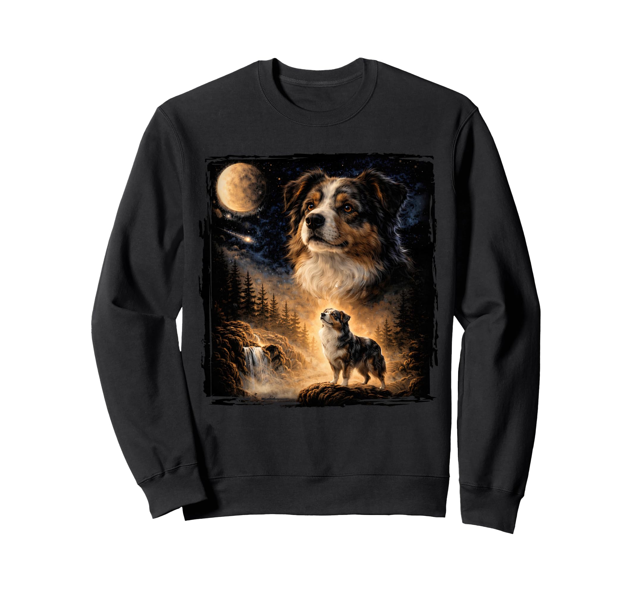 90S Australian Shepherd Howling Sweatshirt - Streetwear Style for Adults - T-Shirt, Sweatshirt, Hoodie