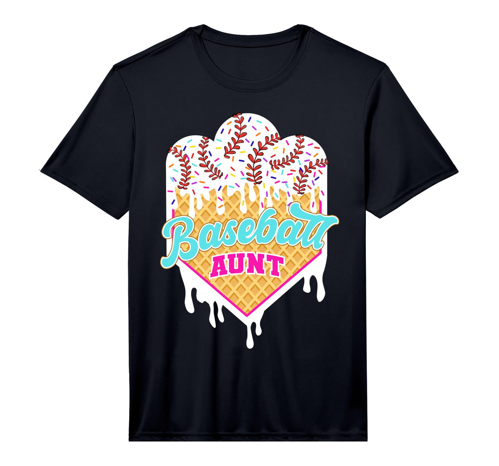 Baseball Aunt Ice Cream Drip Sweet T-Shirt - Unique Graphic Unisex - T-Shirt, Sweatshirt, Hoodie