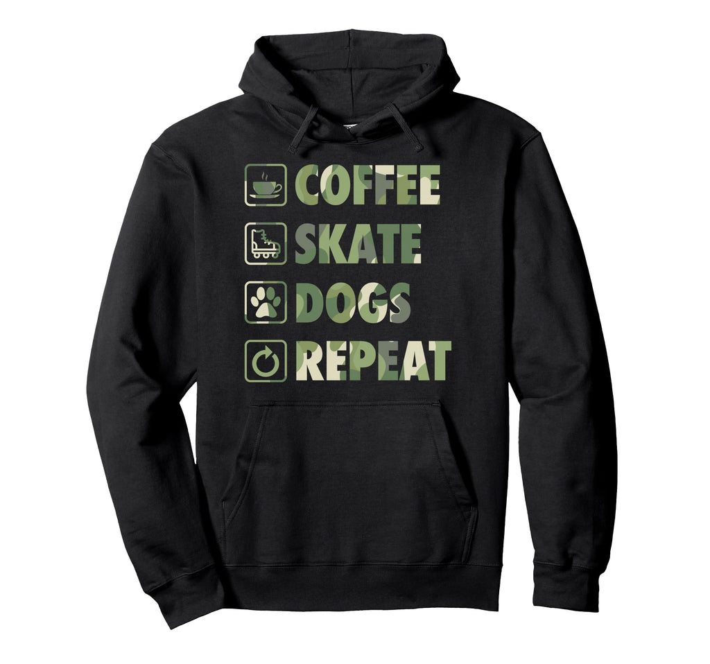 Coffee Skate Dogs Repeat Roller Skating Hoodie - Novelty Apparel Unisex - T-Shirt, Sweatshirt, Hoodie
