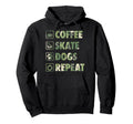 Coffee Skate Dogs Repeat Roller Skating Hoodie - Novelty Apparel Unisex - T-Shirt, Sweatshirt, Hoodie