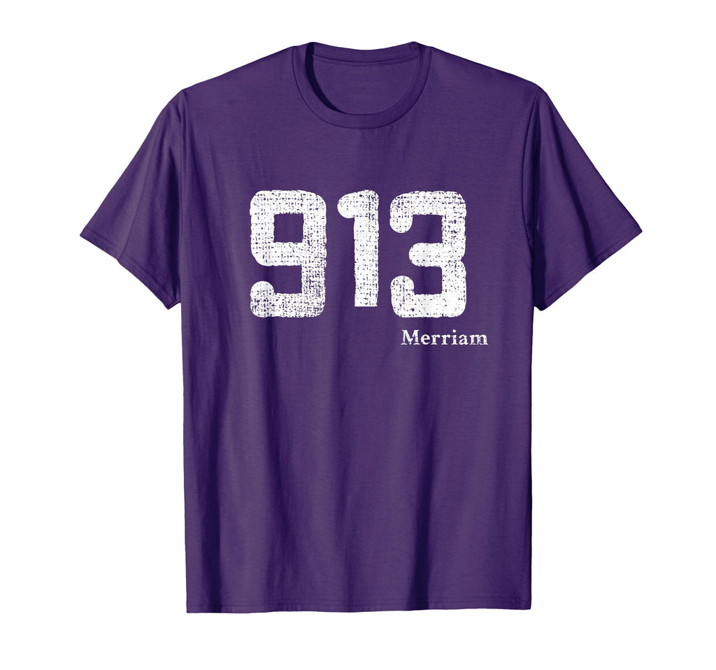 913 Area Code Distressed Merriam T-Shirt - Casual Everyday Wear for Adults - T-Shirt, Sweatshirt, Hoodie