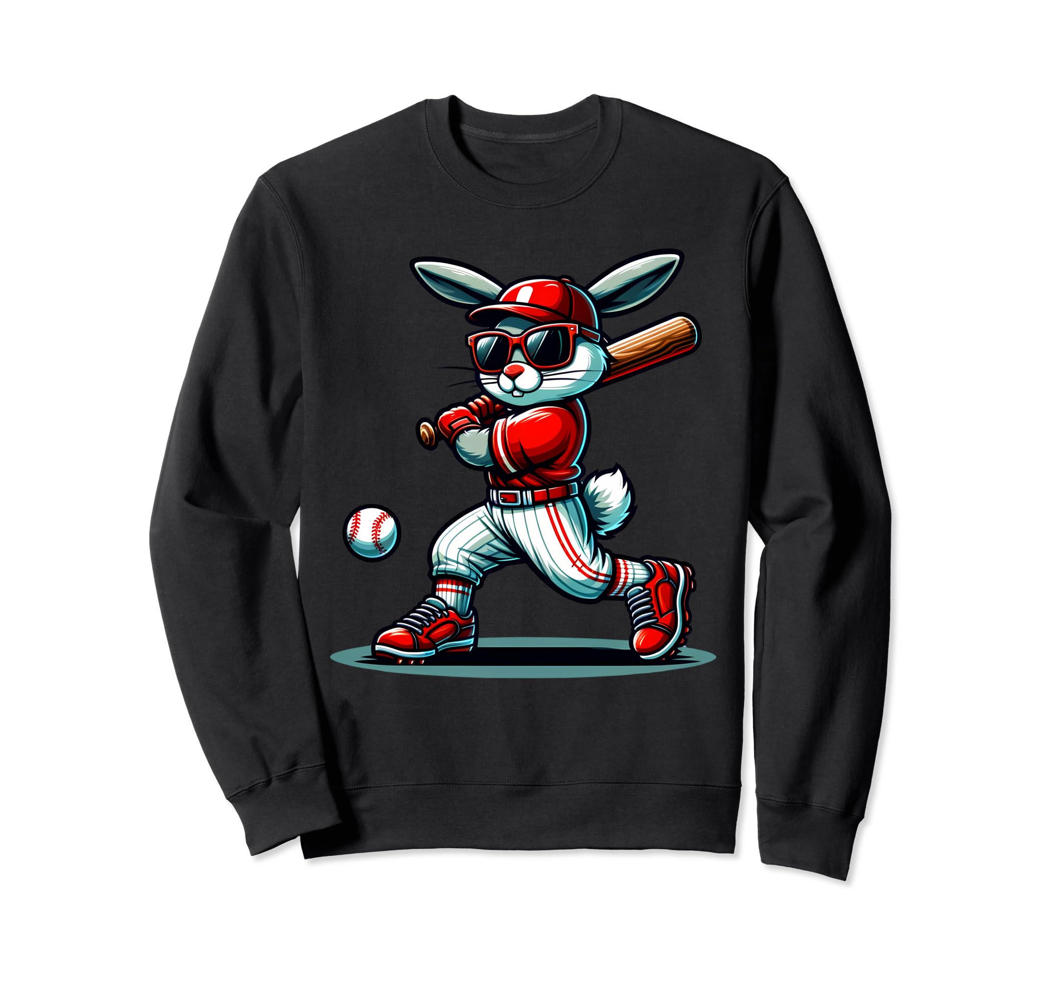 Easter Bunny Baseball Player Sweatshirt - Streetwear Style for Adults - T-Shirt, Sweatshirt, Hoodie