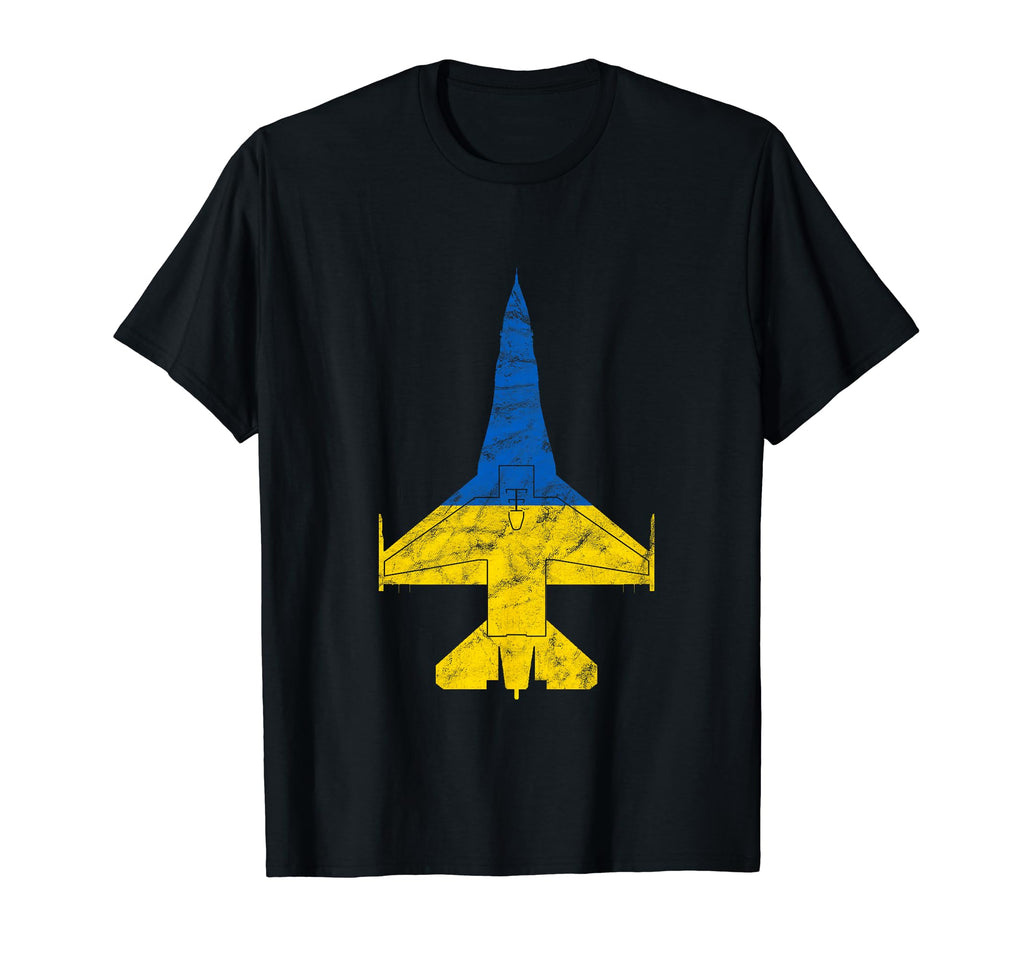 Ukraine F16 Jet Fighter Airplane Flag T-Shirt - Fun Novelty Design Unisex - T-Shirt, Sweatshirt, Hoodie