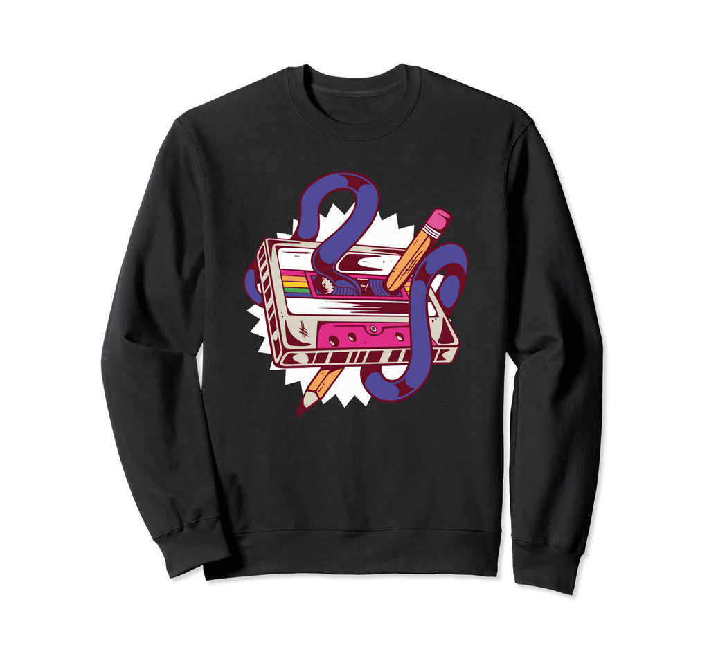 Mixtape Music Cassette Pencil Sweatshirt - Casual Everyday Wear Unisex - T-Shirt, Sweatshirt, Hoodie