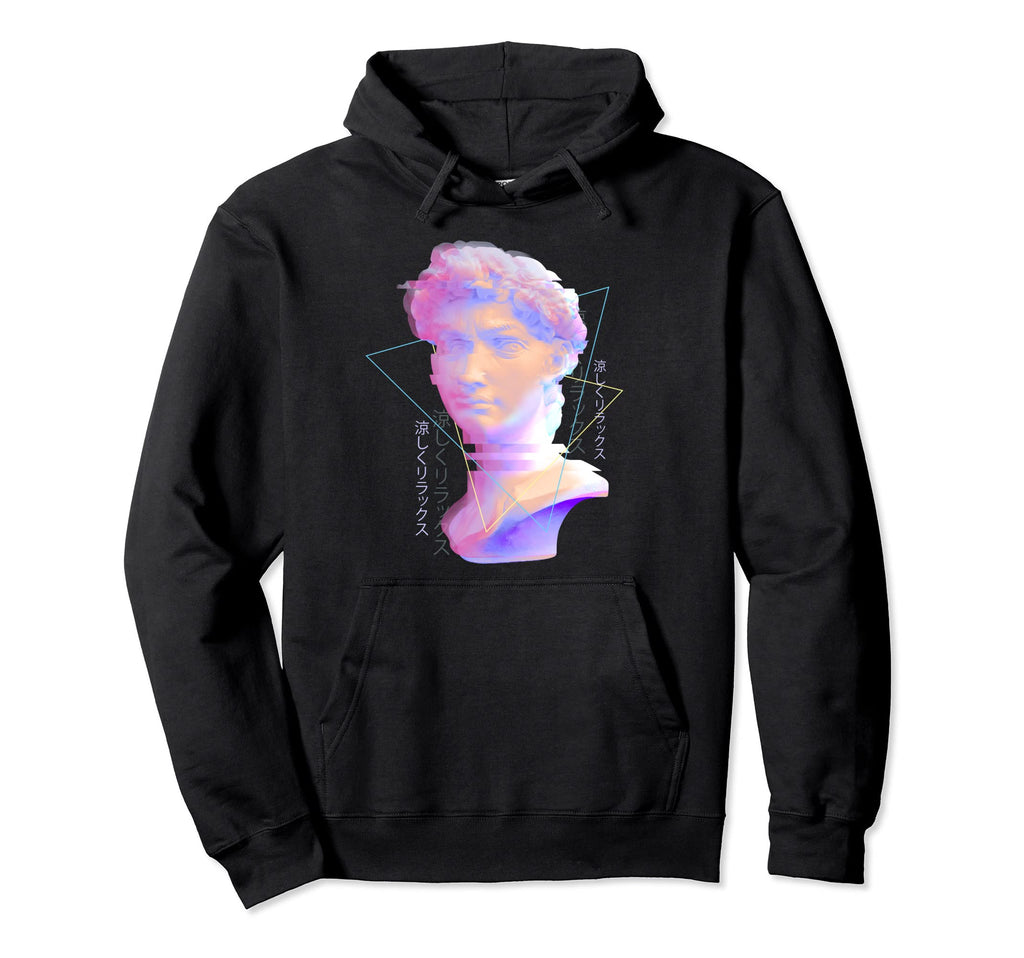 Vaporwave David Bust Statue Glitch Hoodie - Aesthetic Graphic Men Women - T-Shirt, Sweatshirt, Hoodie