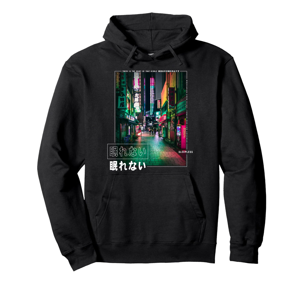 Sleepless Tokyo Japan Vaporwave Hoodie - Custom Art Print for Adults - T-Shirt, Sweatshirt, Hoodie