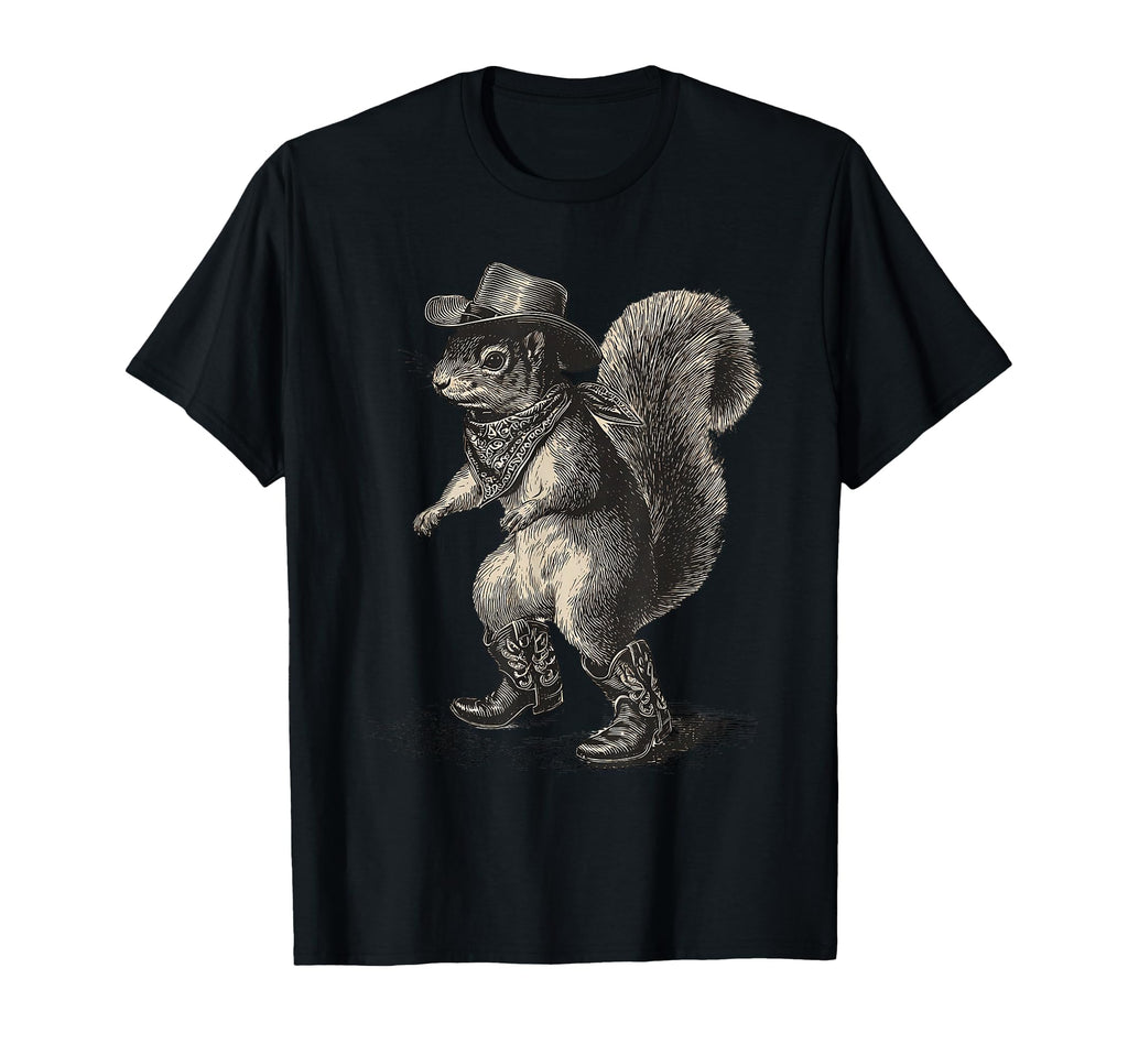 Country Cowboy Squirrel Rodeo Cowgirl T-Shirt - Custom Art Print Men Women - T-Shirt, Sweatshirt, Hoodie