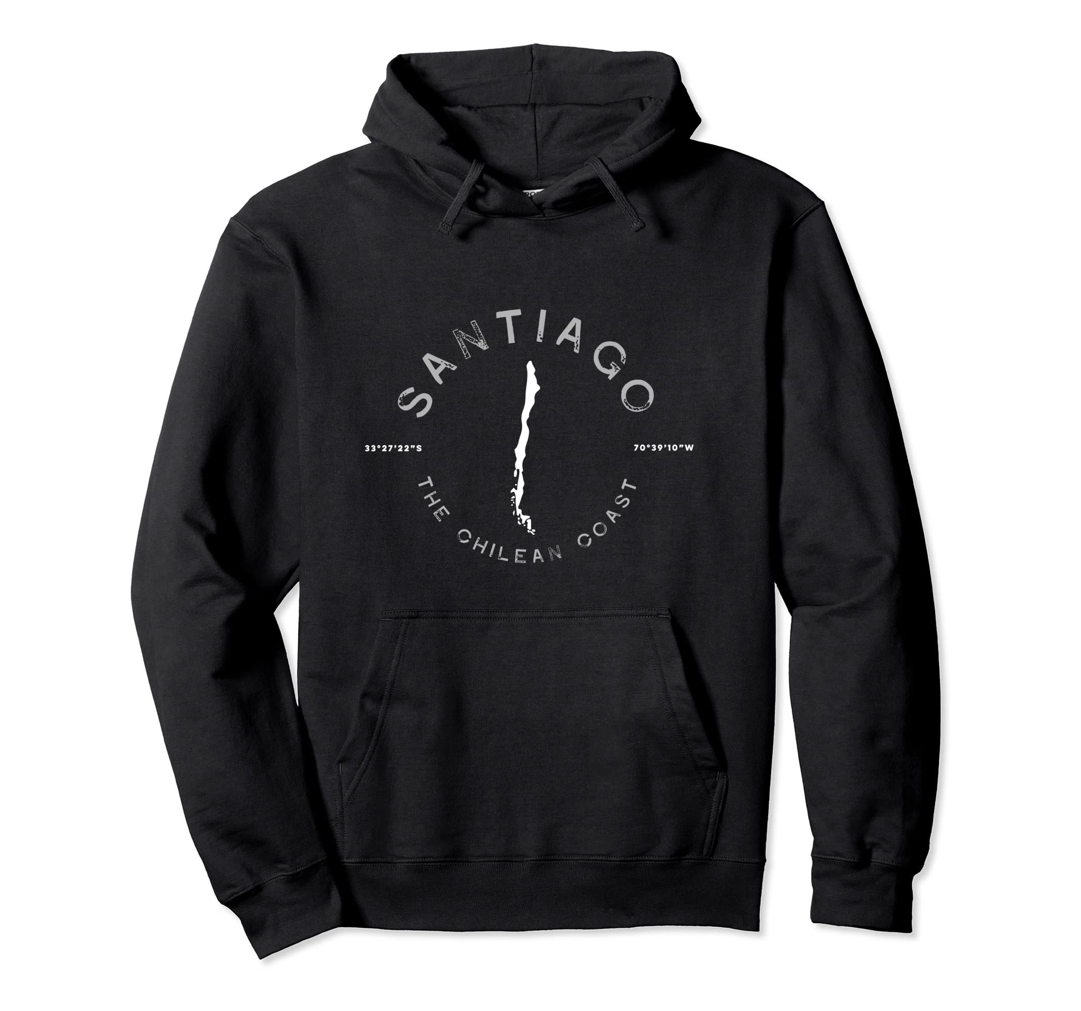 Santiago Chile Distressed Hoodie - Minimalist Print for Adults - T-Shirt, Sweatshirt, Hoodie