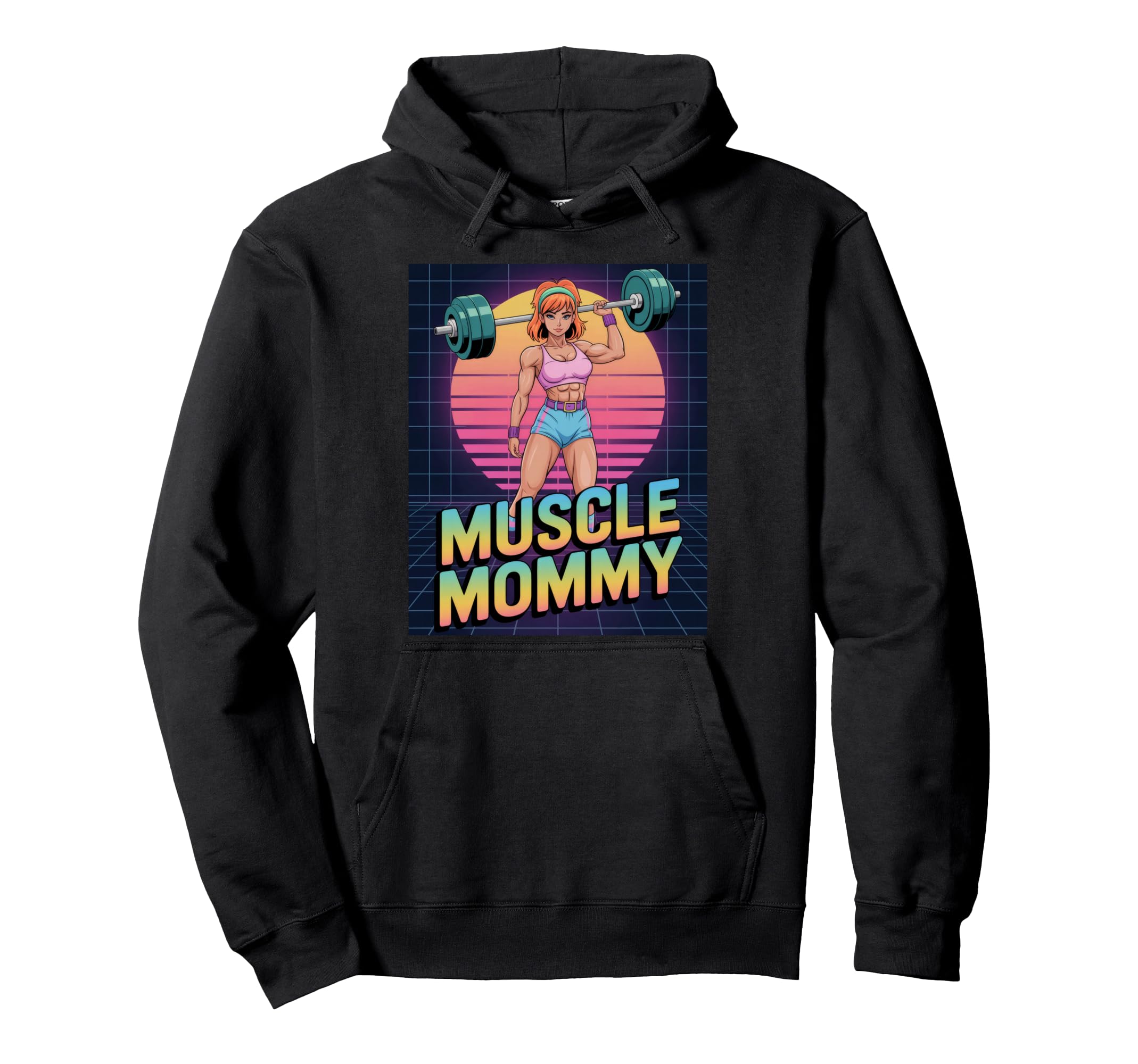 Anime Muscle Mommy Weightlifting Hoodie - Custom Art Print for Adults - T-Shirt, Sweatshirt, Hoodie