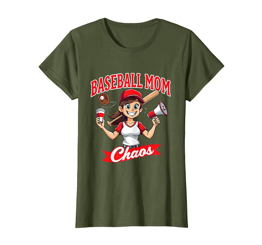 Baseball Mom Chaos Funny Sports Mom T-Shirt - Casual Everyday Wear Unisex - T-Shirt, Sweatshirt, Hoodie