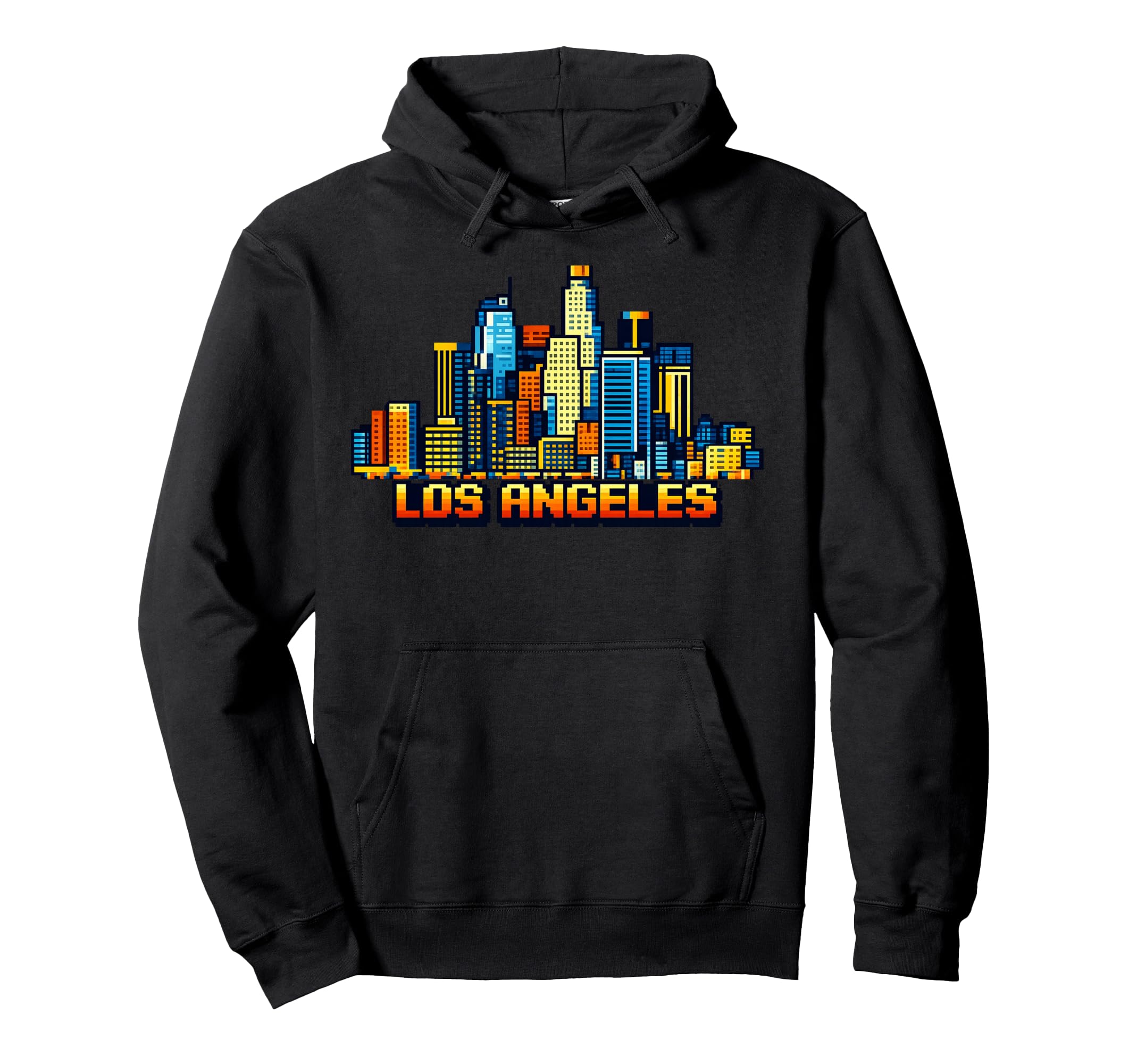 Los Angeles 8 Bit Video Arcade Gamer Hoodie - Unique Graphic Men Women - T-Shirt, Sweatshirt, Hoodie