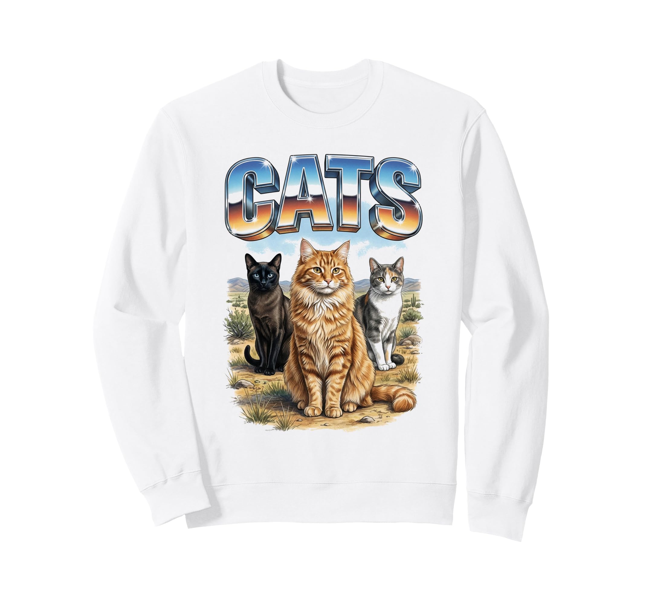 Cats Cat 70S 90S Cats Animal Sweatshirt - Casual Everyday Wear Unisex - T-Shirt, Sweatshirt, Hoodie