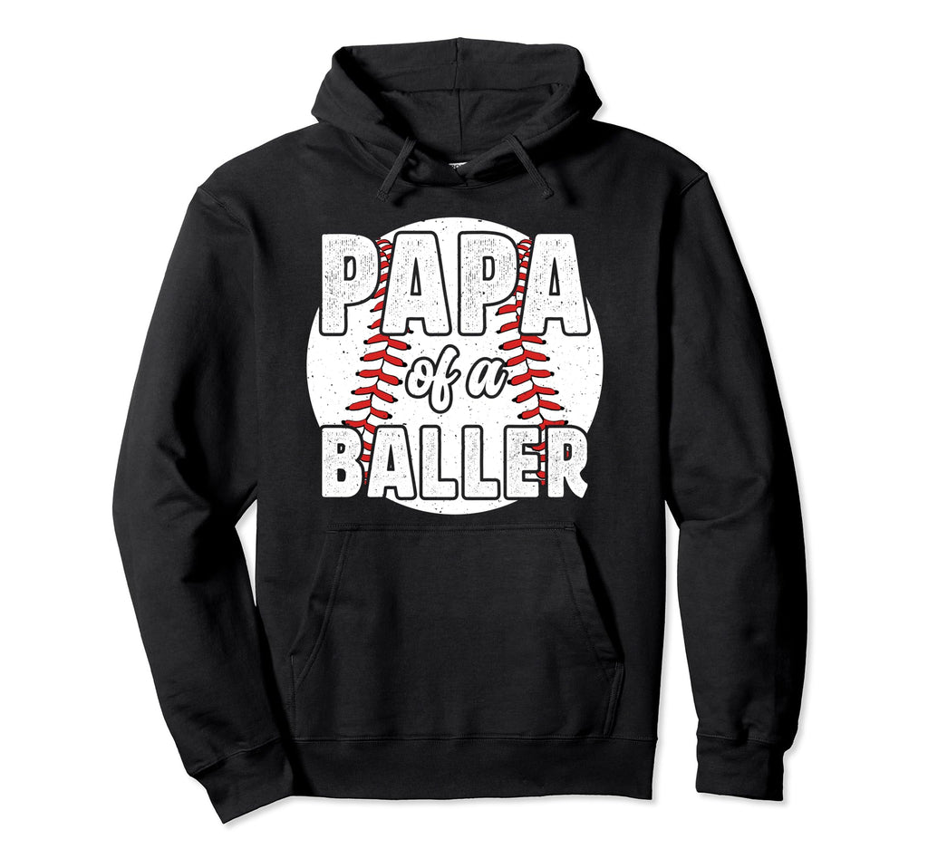 Papa Baller Baseball Papa Baseball Player Hoodie - Minimalist Print Unisex - T-Shirt, Sweatshirt, Hoodie