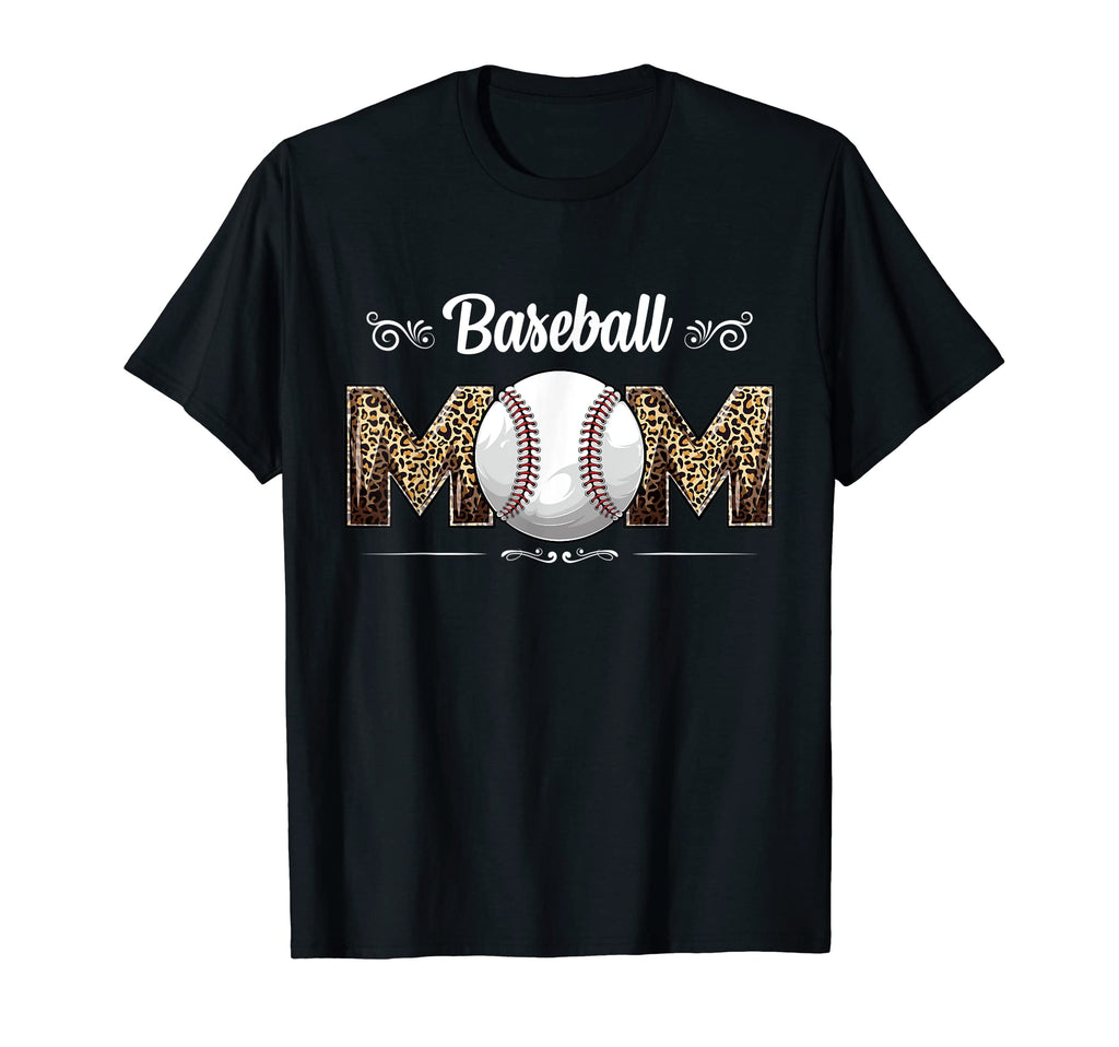 Baseball Mom Leopard Funny Ball Mom T-Shirt - Custom Art Print for Adults - T-Shirt, Sweatshirt, Hoodie