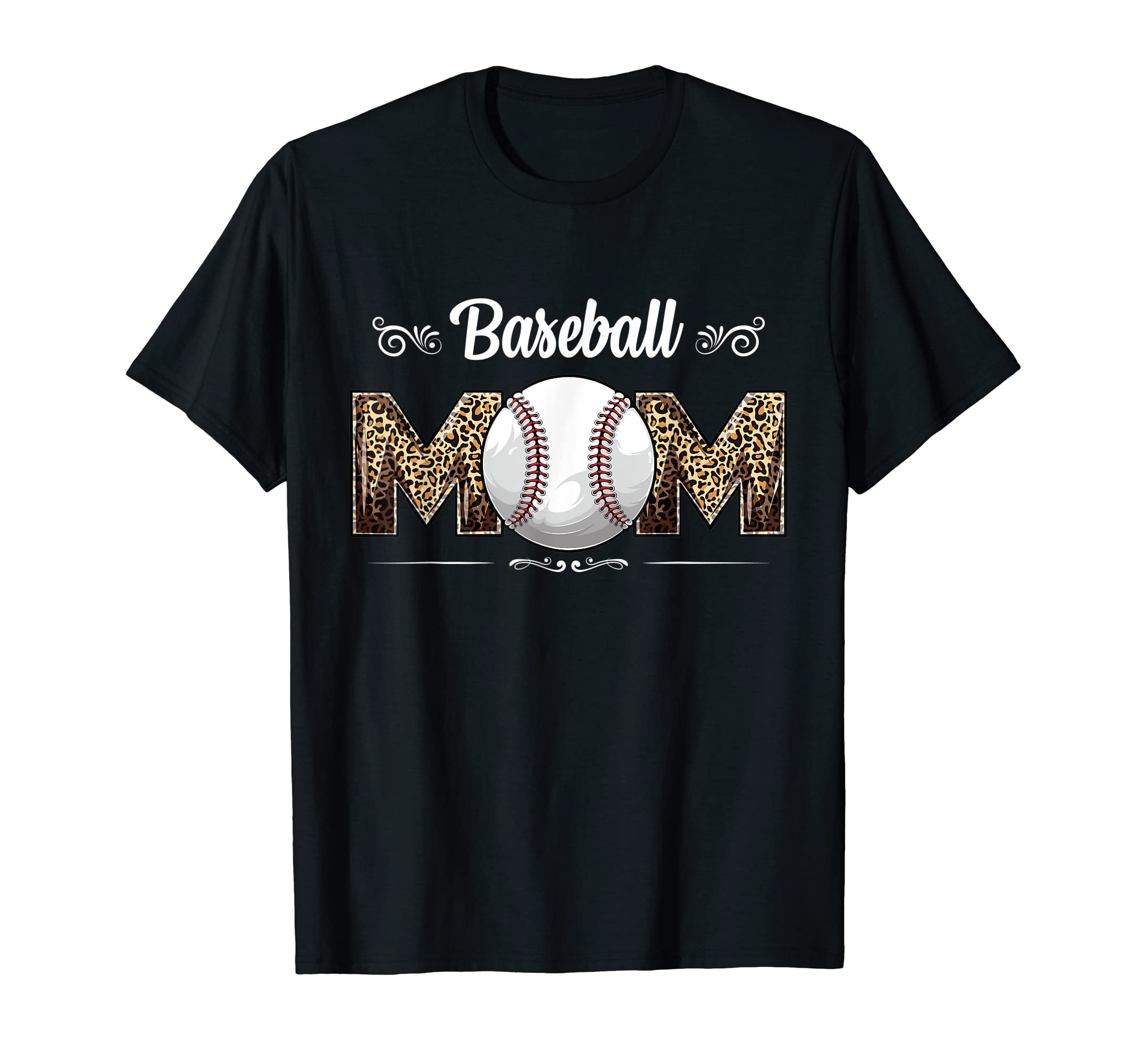 Baseball Mom Leopard Funny Ball Mom T-Shirt - Custom Art Print for Adults - T-Shirt, Sweatshirt, Hoodie