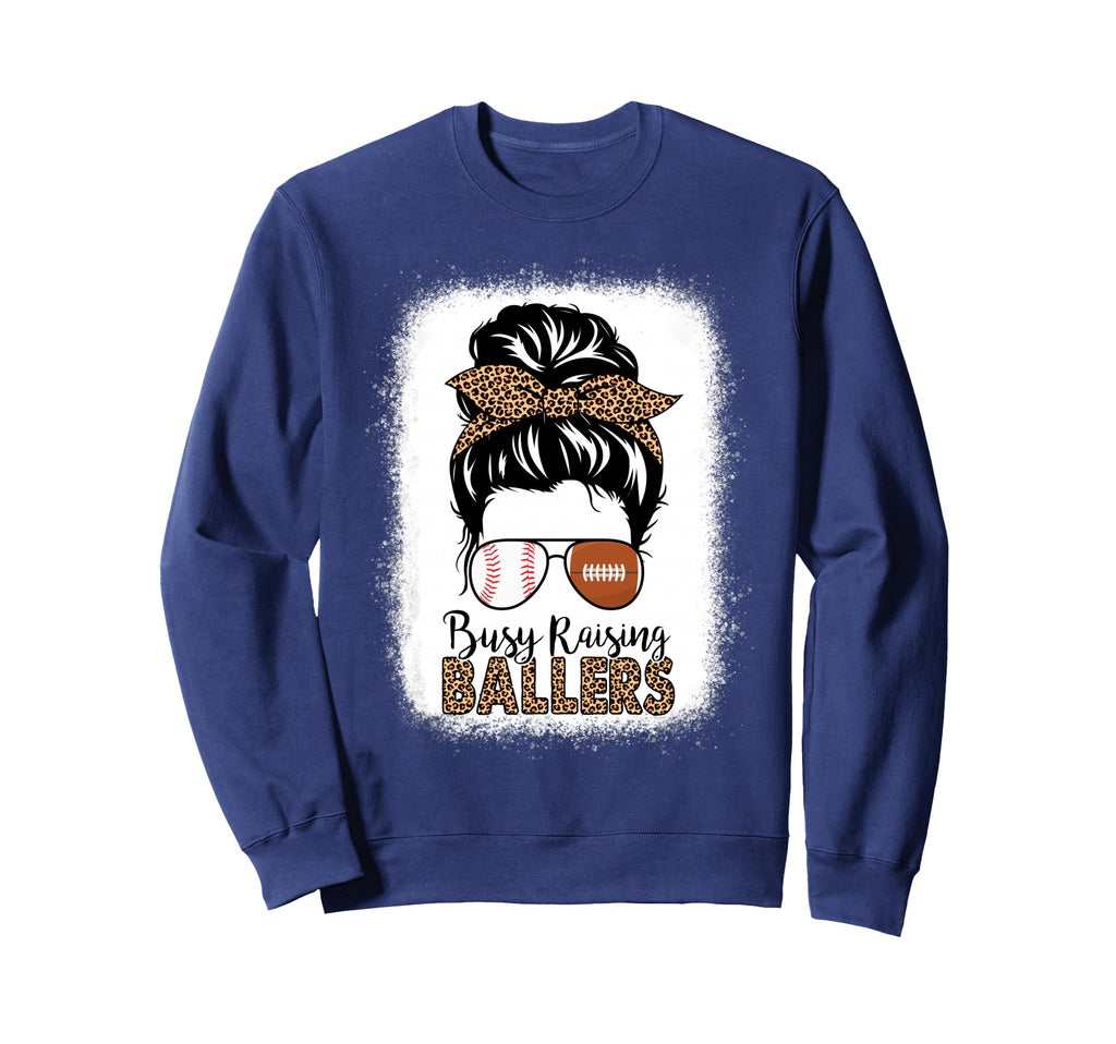 Baseball Football Mom Messy Bun Busy Sweatshirt - Aesthetic Graphic Unisex - T-Shirt, Sweatshirt, Hoodie