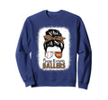 Baseball Football Mom Messy Bun Busy Sweatshirt - Aesthetic Graphic Unisex - T-Shirt, Sweatshirt, Hoodie