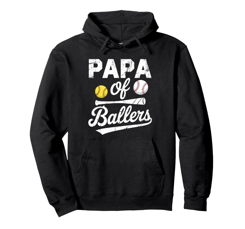 Papa Ballers Papa Baseball And Hoodie - Novelty Apparel for Adults - T-Shirt, Sweatshirt, Hoodie