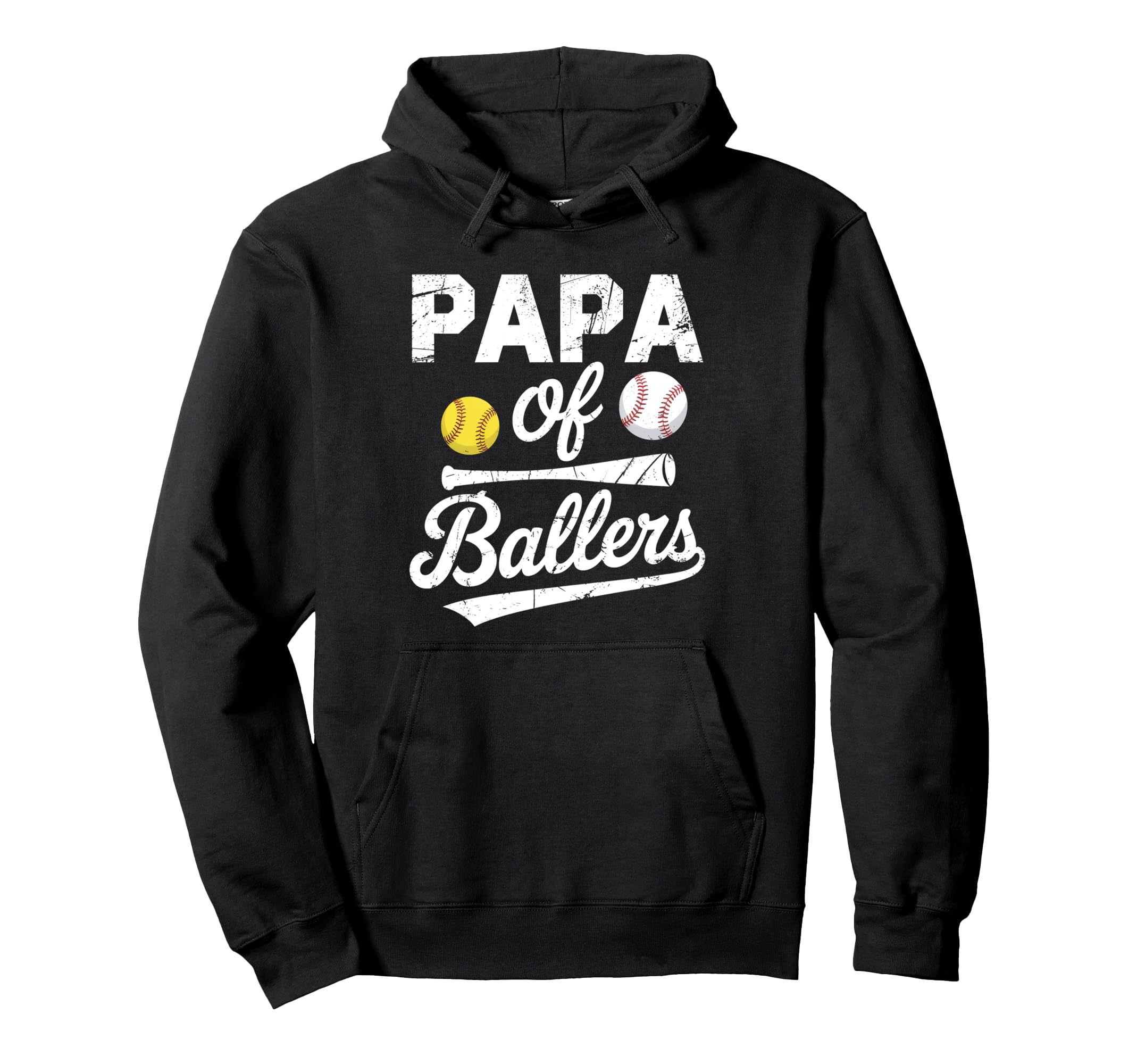 Papa Ballers Papa Baseball And Hoodie - Novelty Apparel for Adults - T-Shirt, Sweatshirt, Hoodie