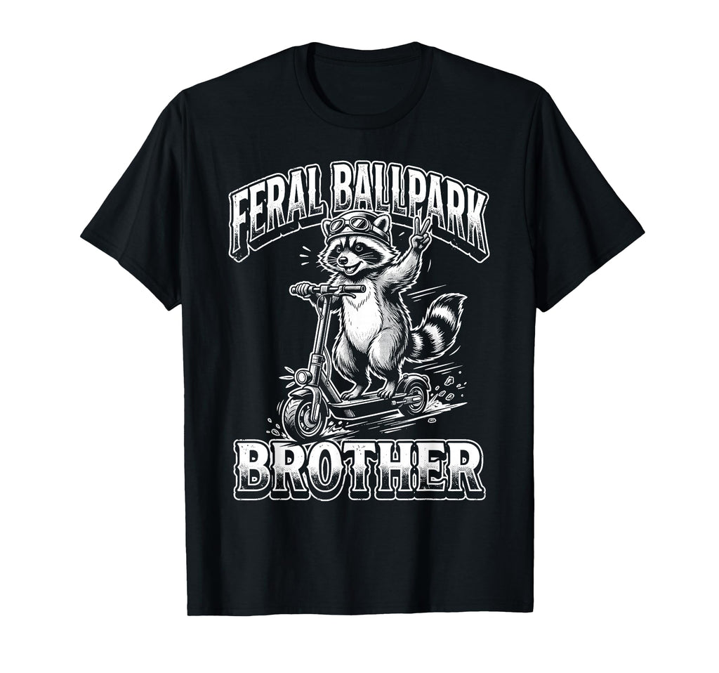 Raccoon And Scooter Feral Ballpark T-Shirt - Minimalist Print Men Women - T-Shirt, Sweatshirt, Hoodie