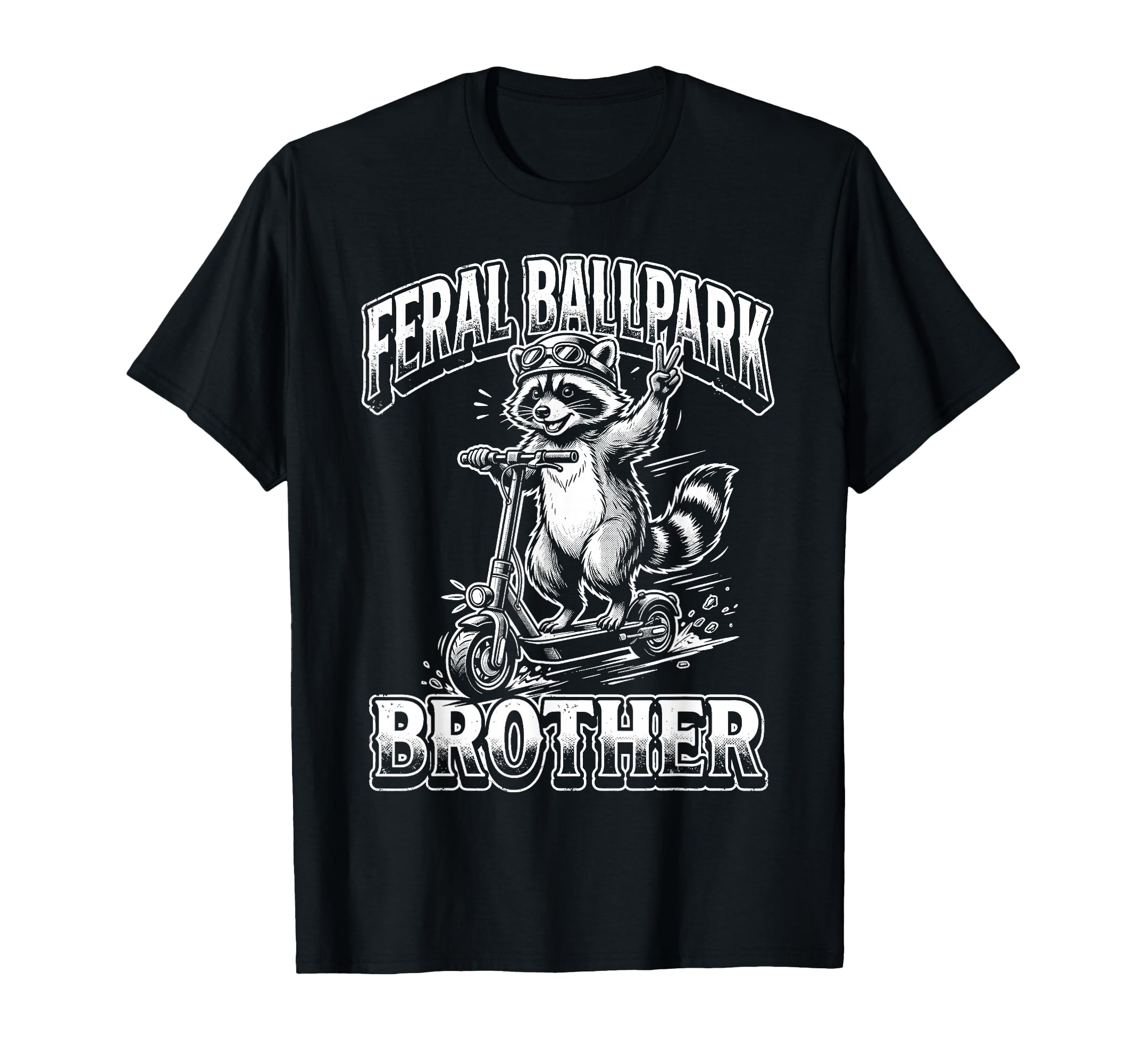 Raccoon And Scooter Feral Ballpark T-Shirt - Minimalist Print Men Women - T-Shirt, Sweatshirt, Hoodie