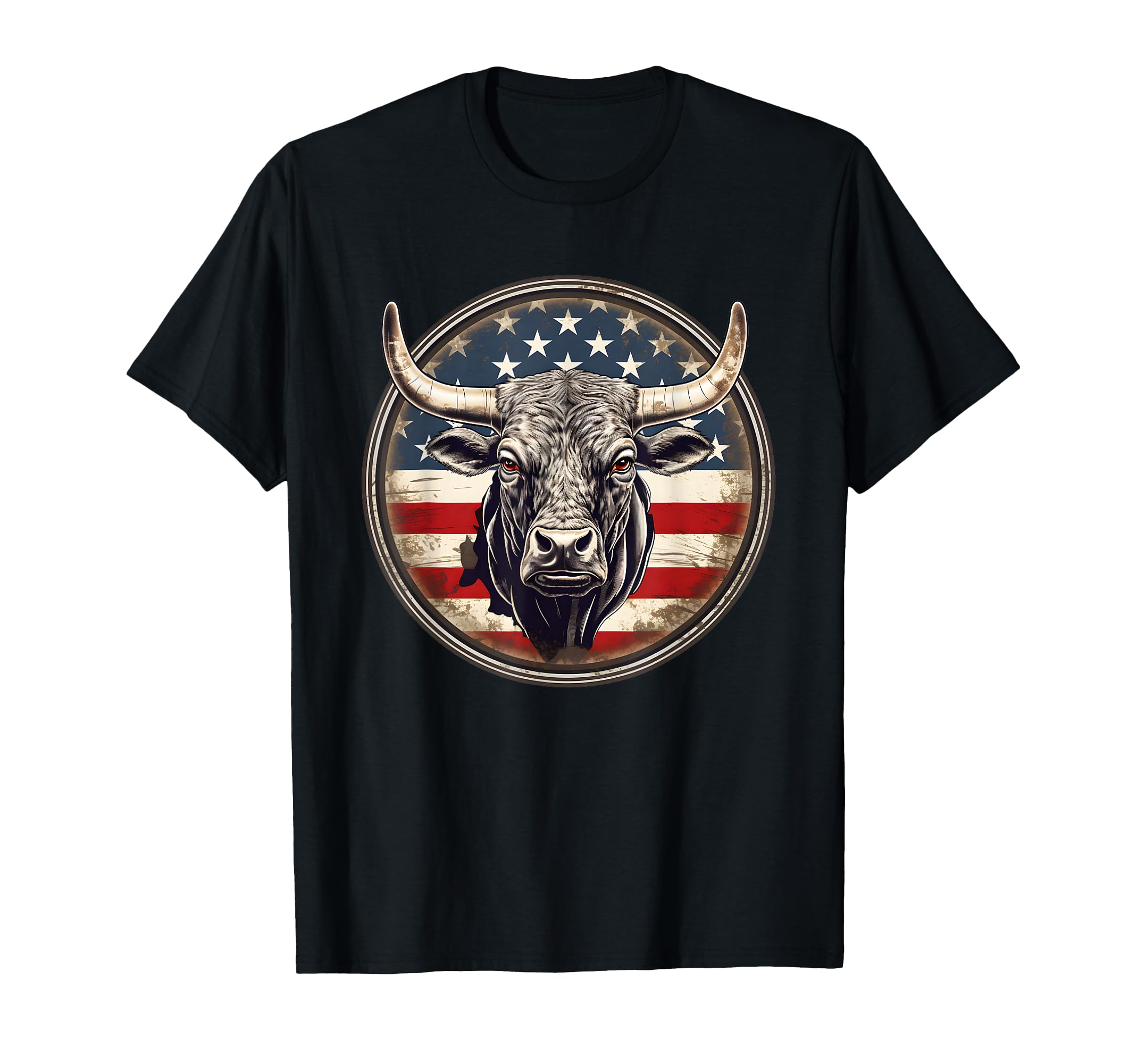 Bull Patriotic American Flag Rodeo T-Shirt - Unique Graphic for Adults - T-Shirt, Sweatshirt, Hoodie
