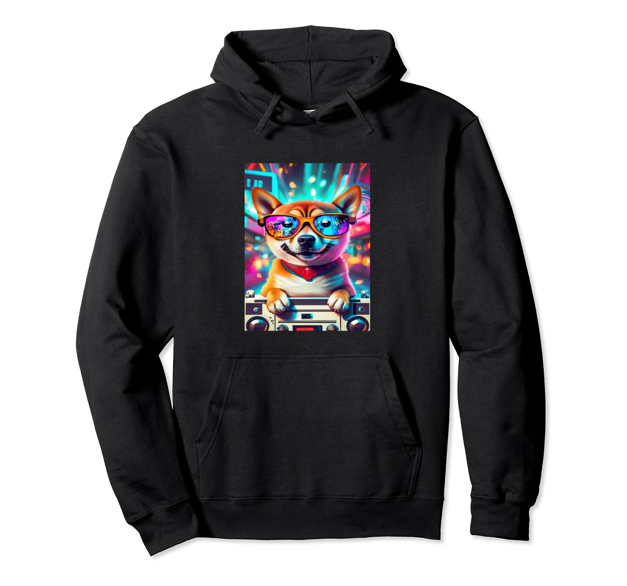 Shiba Inu Puppy Boom Box And Hoodie - Fun Novelty Design for Adults - T-Shirt, Sweatshirt, Hoodie