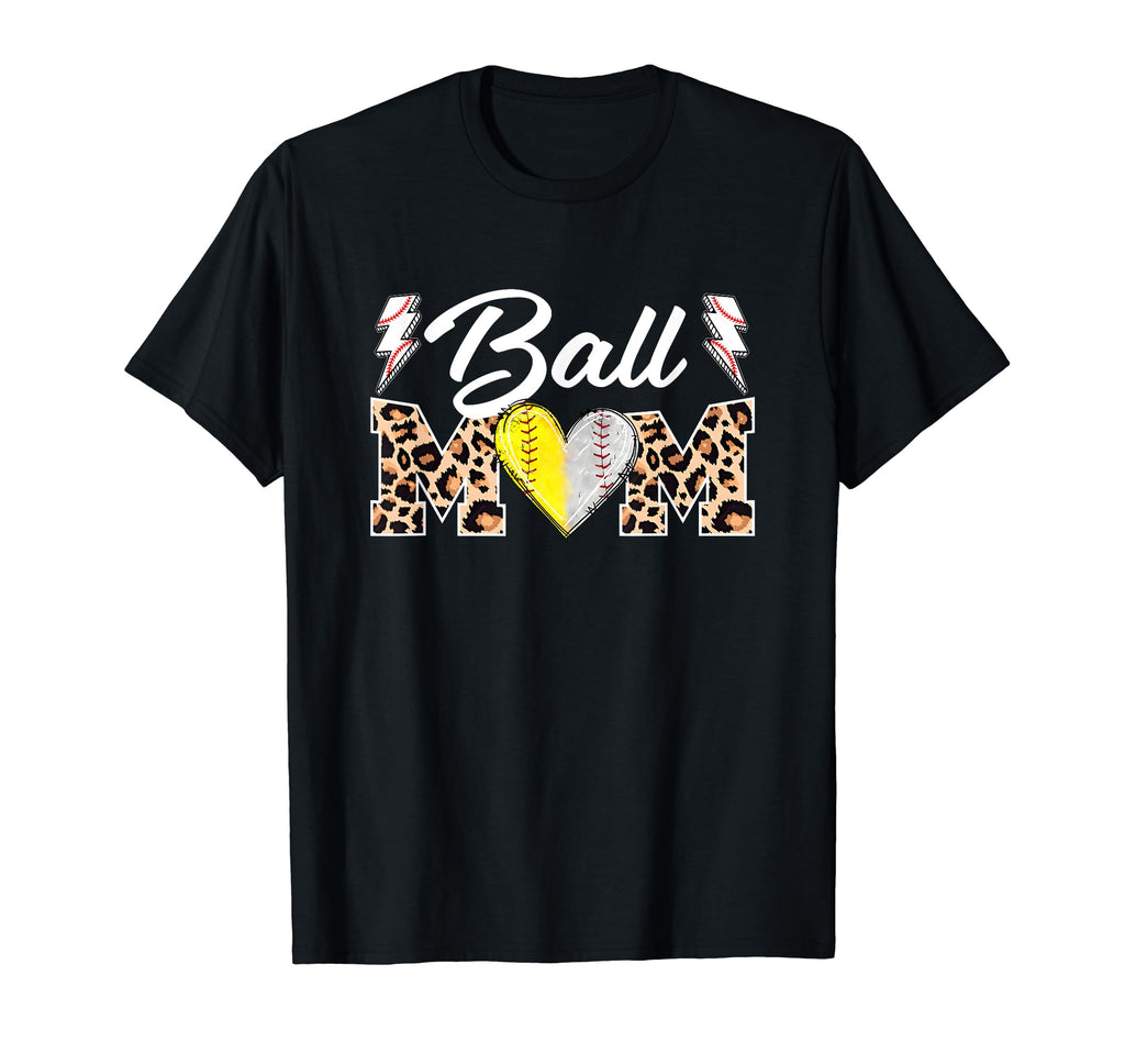 Ball Mom Heart Baseball Softball Mama T-Shirt - Unique Graphic Unisex - T-Shirt, Sweatshirt, Hoodie