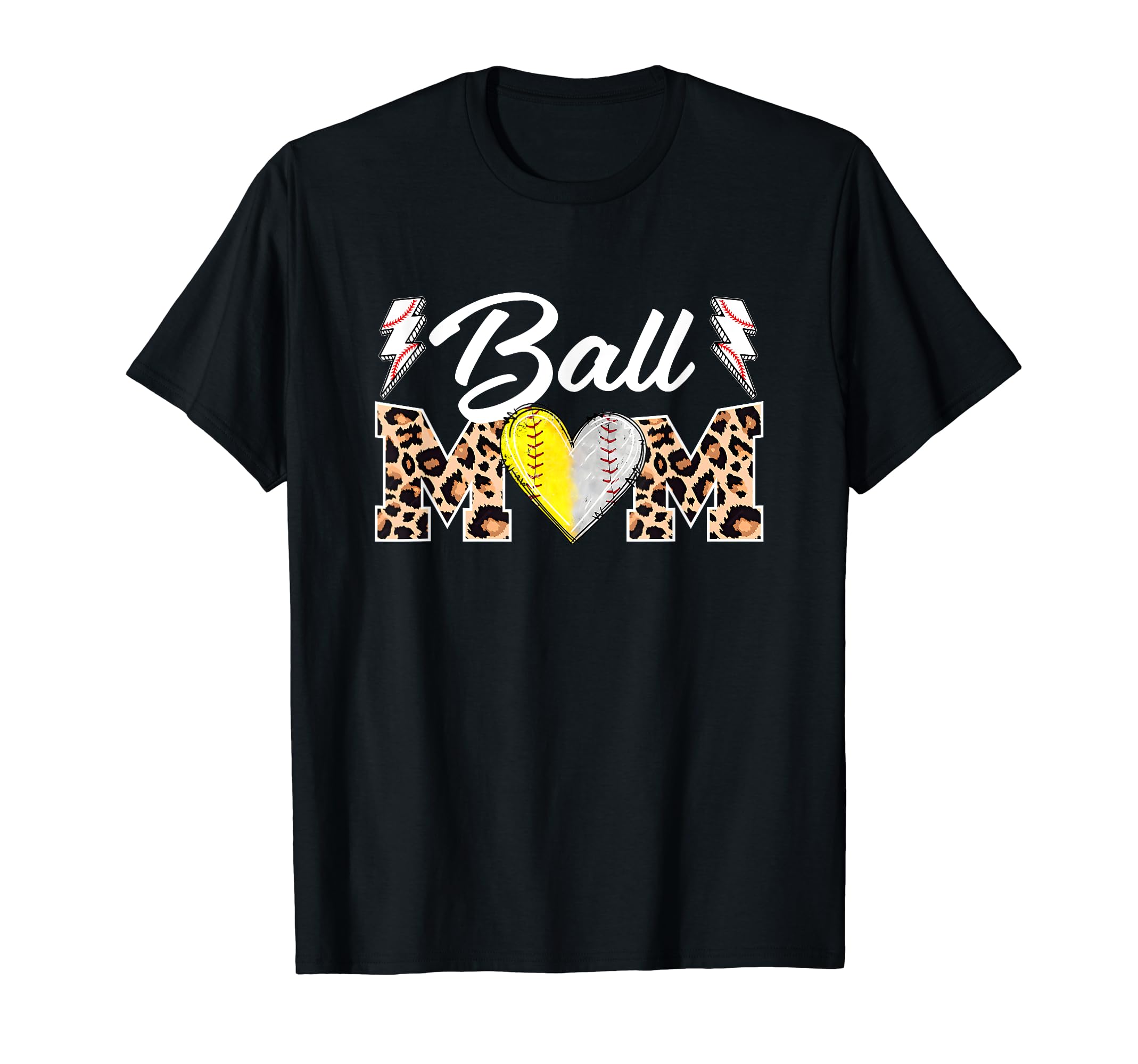 Ball Mom Heart Baseball Softball Mama T-Shirt - Unique Graphic Unisex - T-Shirt, Sweatshirt, Hoodie